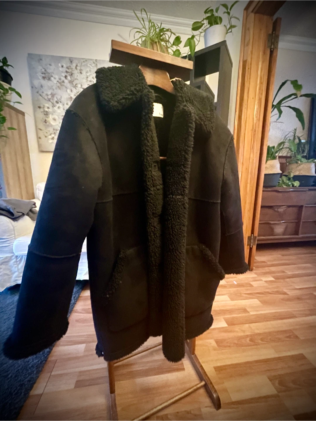 ARITZIA Wilfred Free Arctic Sherpa-lined Faux Suede Jacket.