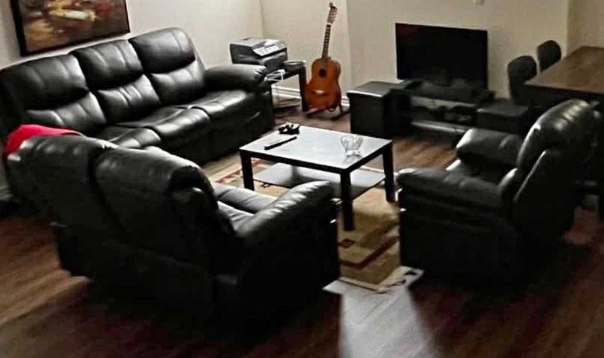 Black Leather Reclining Living Room Set