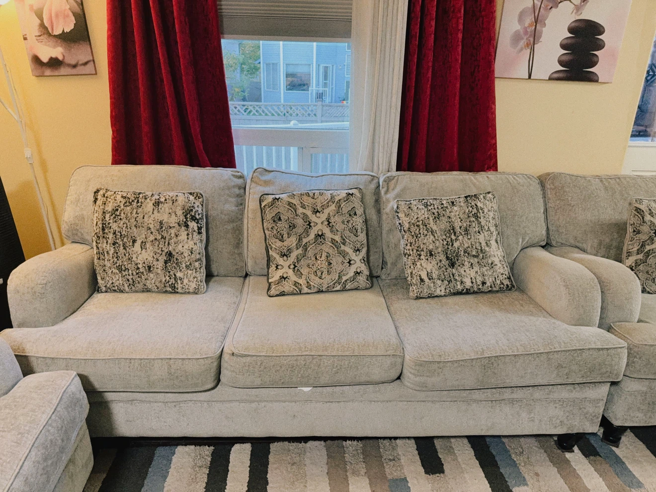 Bellmont 89” Chenille Sofa – Platinum Grey