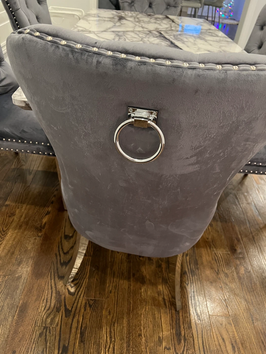 Set of 6 Grey Velvet Dining Chairs - photo 2