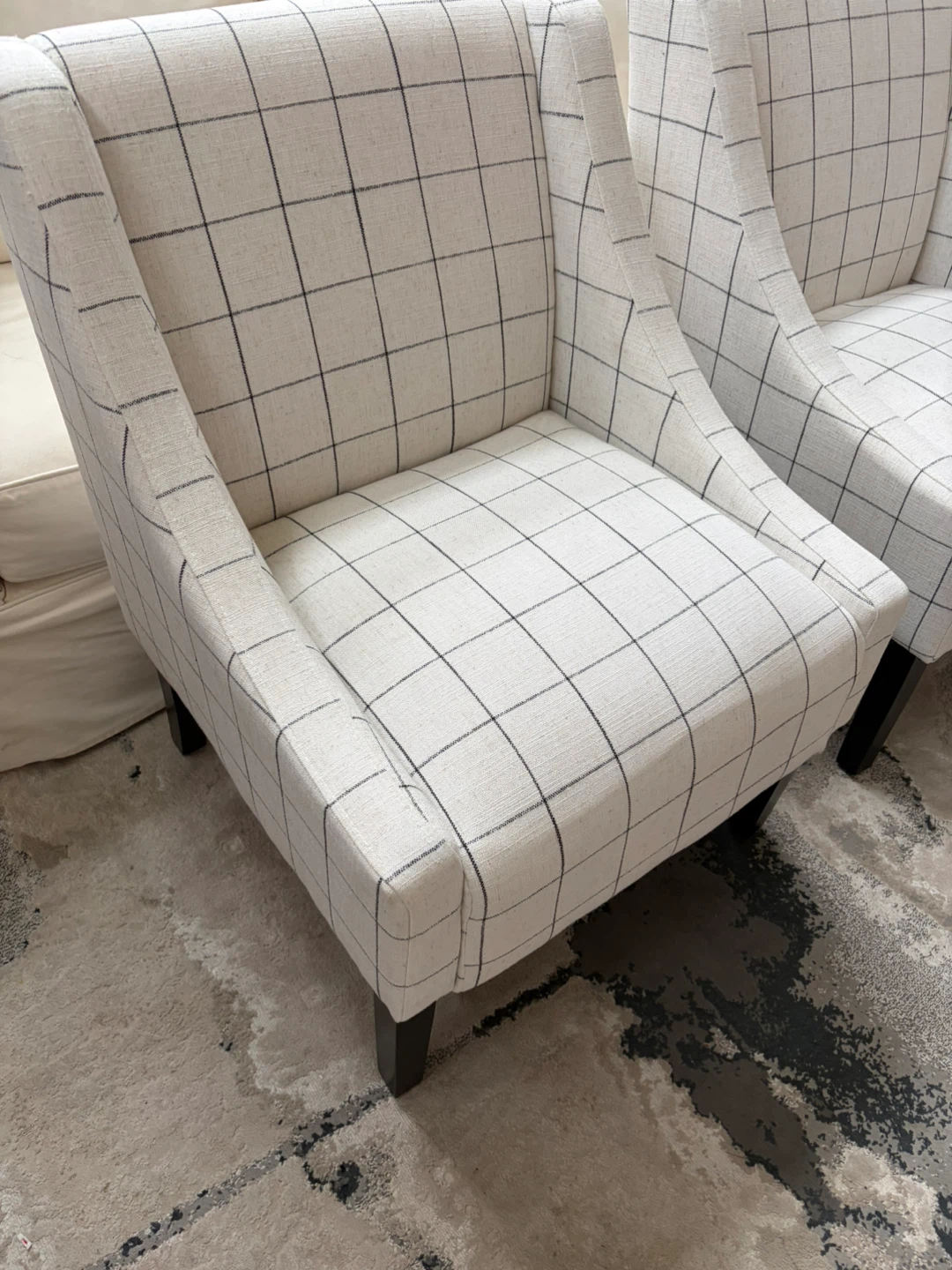 Set of 2 modern plaid accent armchairs - photo 2