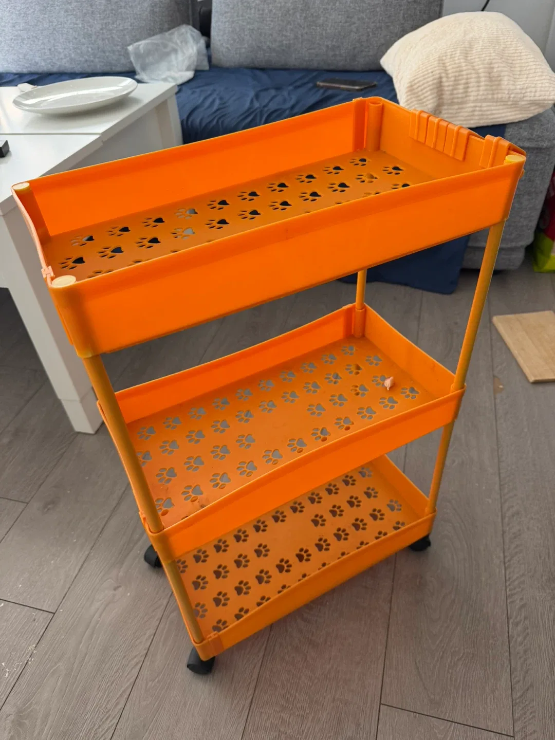 Orange 3-Tier Rolling Utility Cart