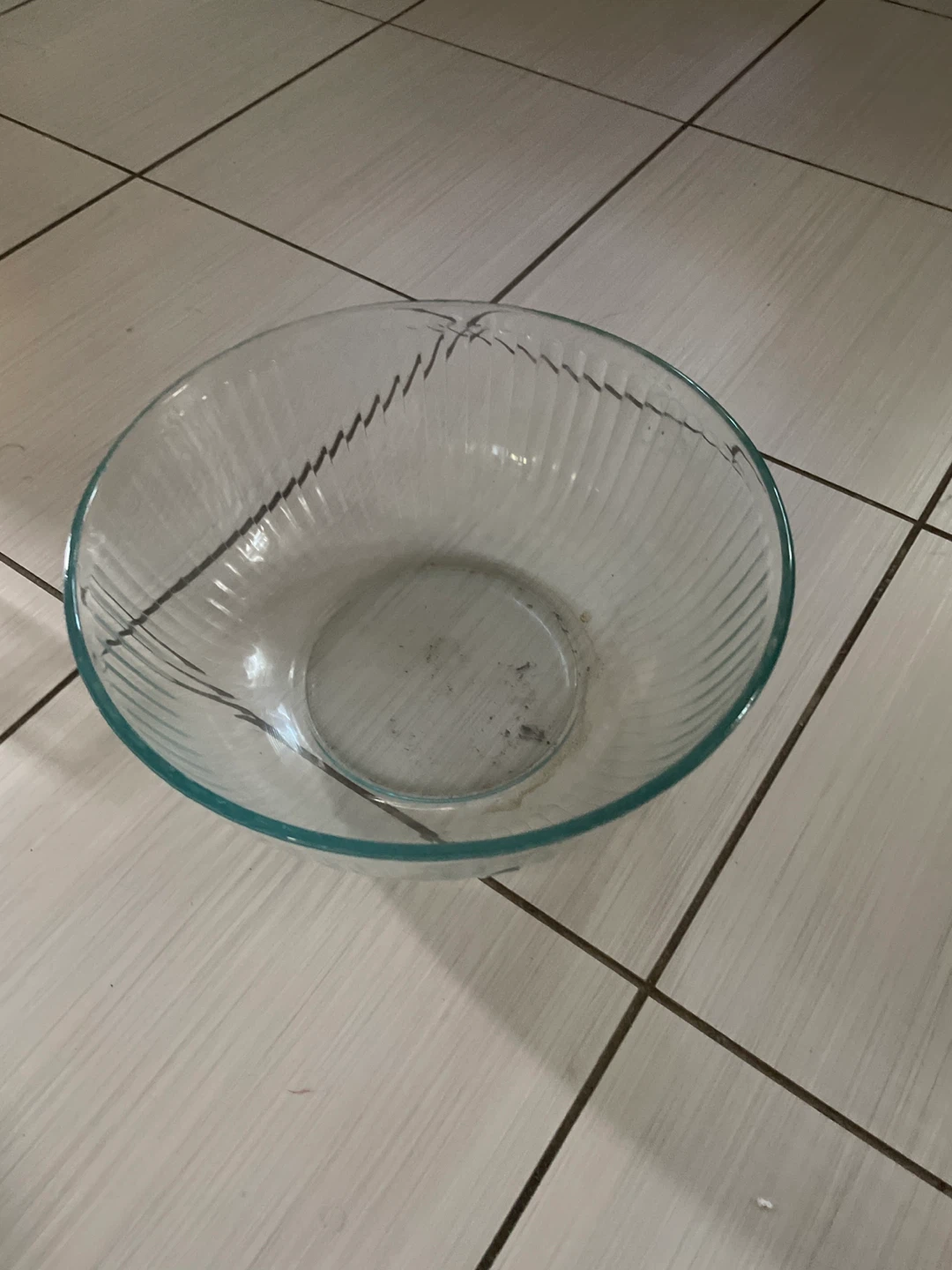 Clear Glass Ribbed Mixing Bowl