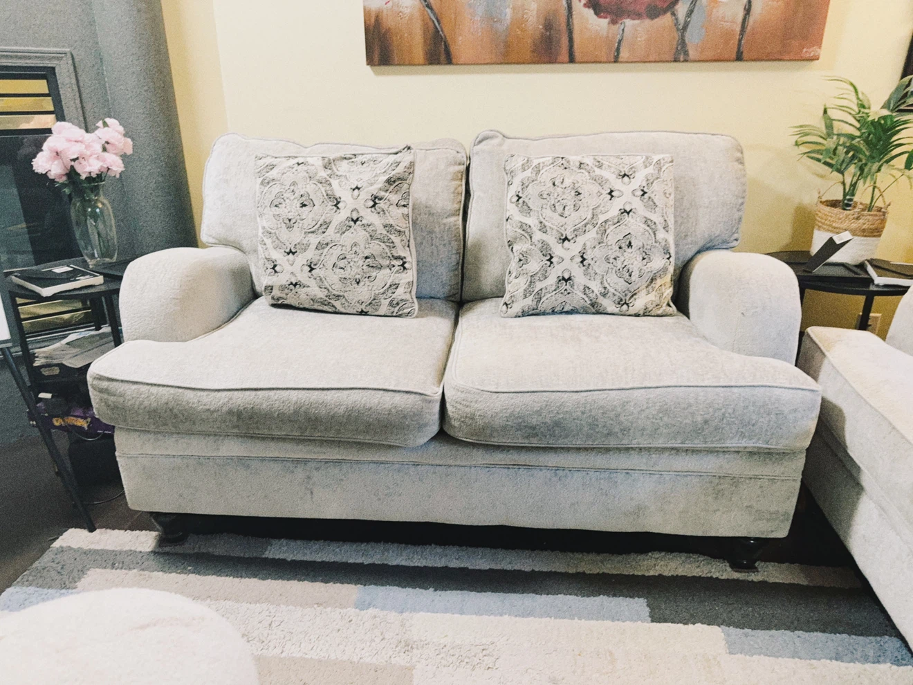 Bellmont 64” Chenille Loveseat – Platinum Grey