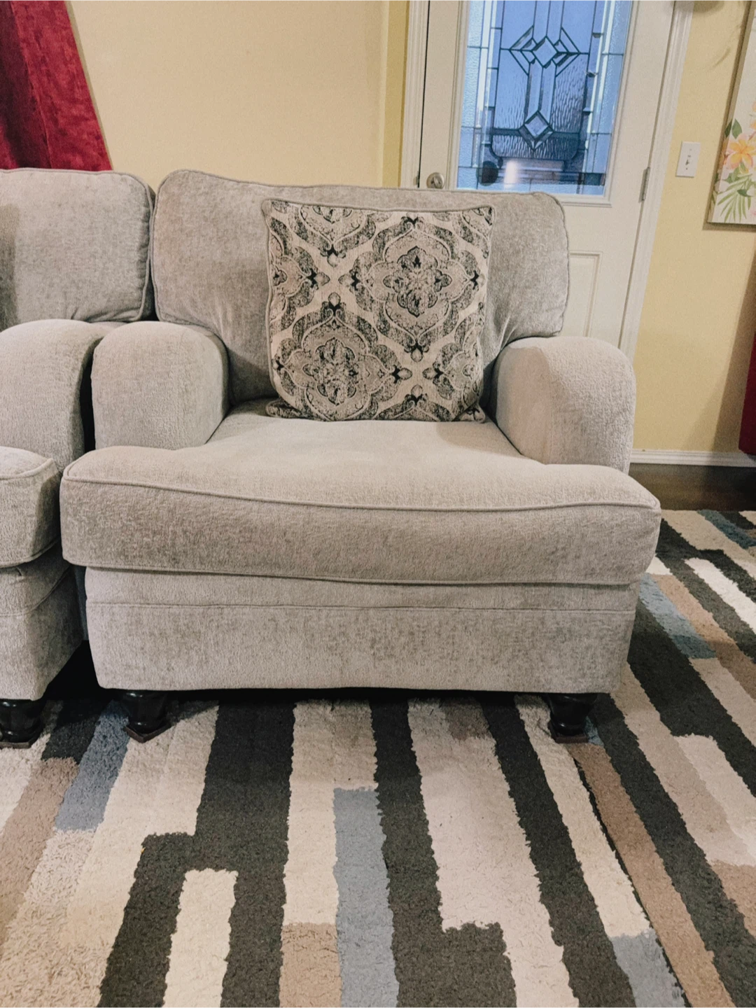 Bellmont 38” Chenille Chair – Platinum Grey