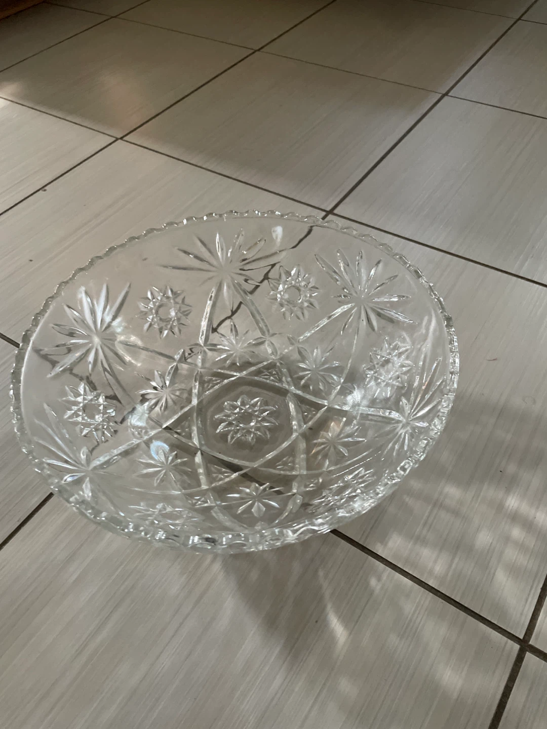Vintage Starburst Cut Glass Bowl