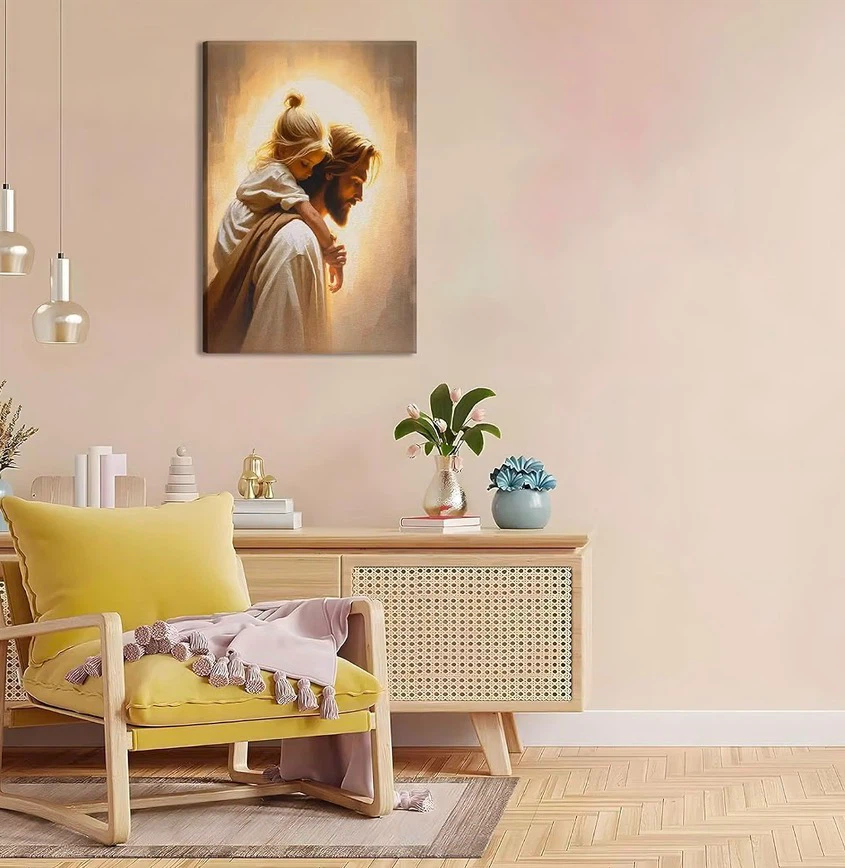 FFQ Jesus Carrying Little Girl Canvas Wall Art - photo 4