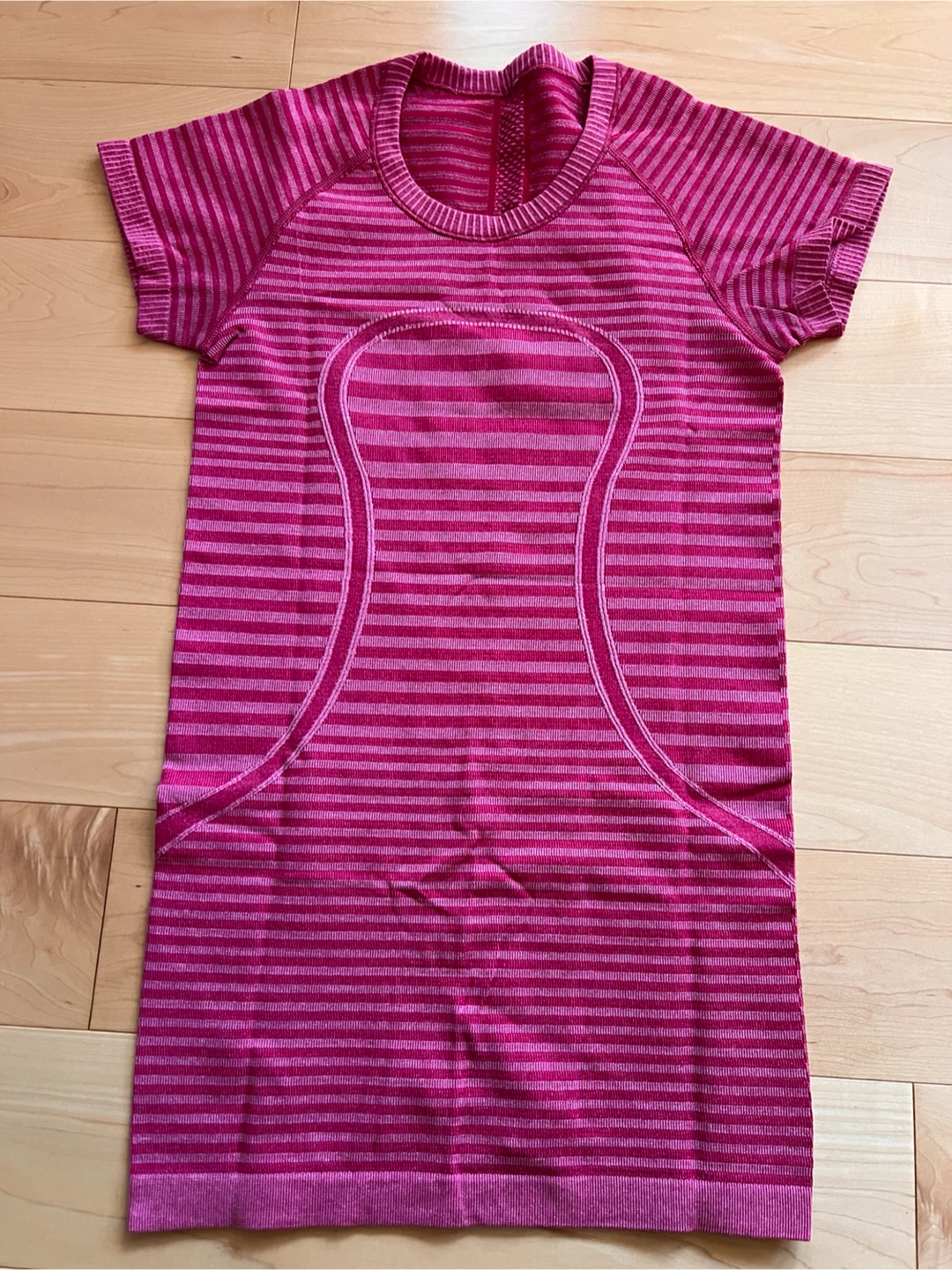 Lululemon Pink Striped Short Sleeve Shirt