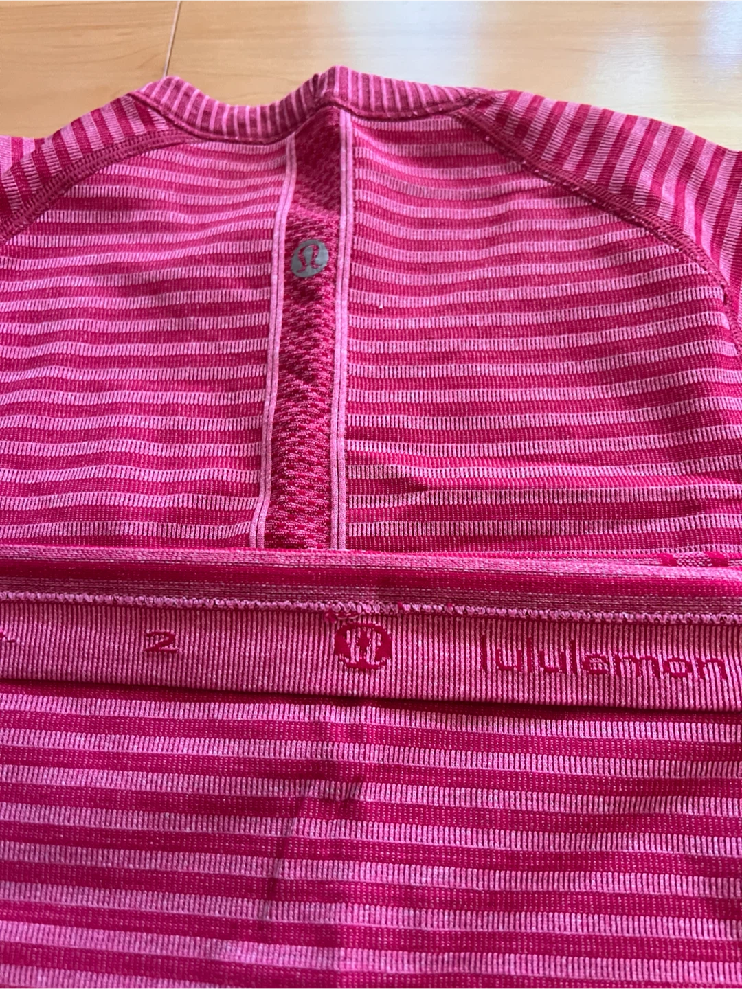 Lululemon Pink Striped Short Sleeve Shirt - photo 3