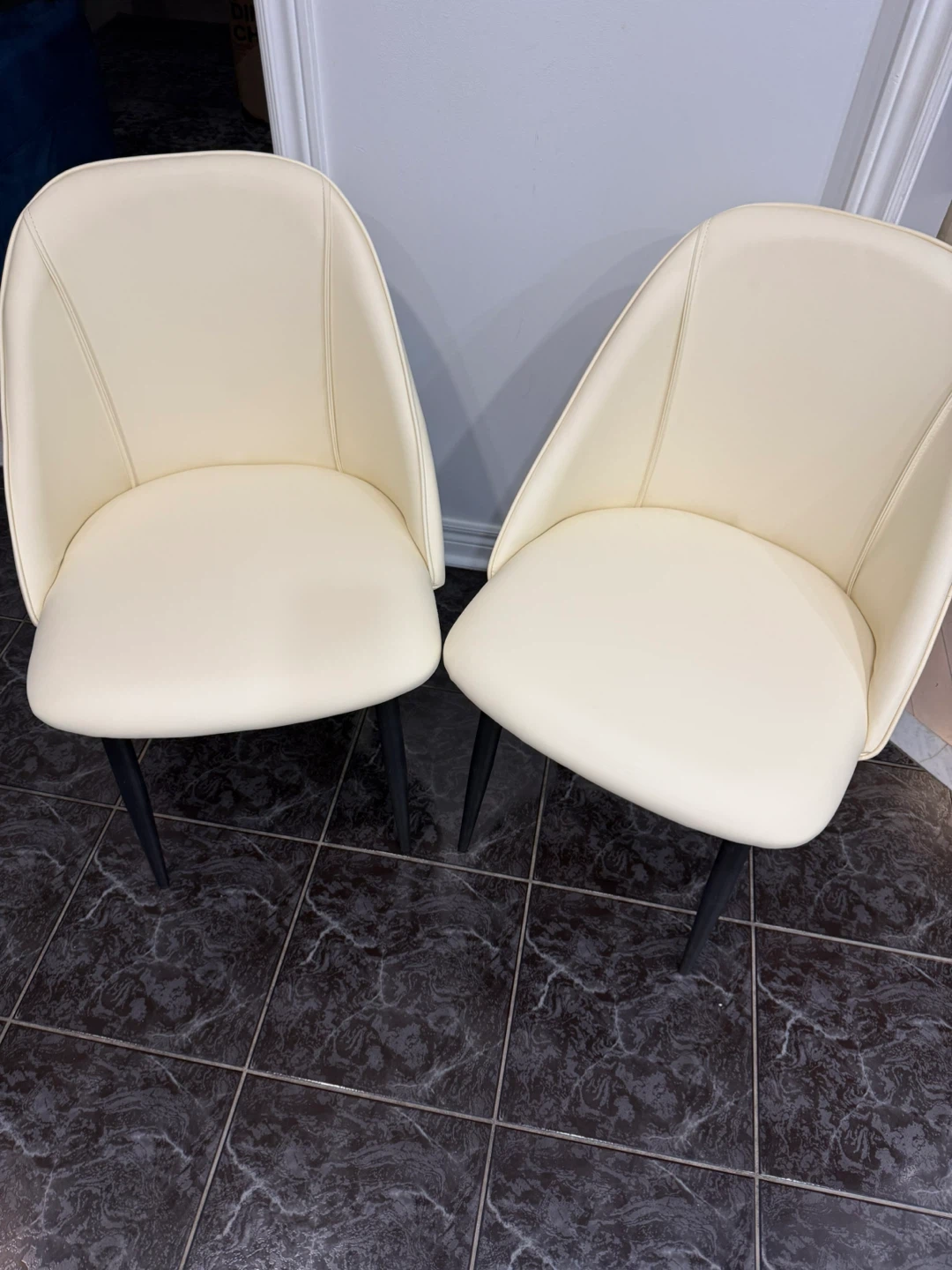 Set of Two Cream Dining Chairs