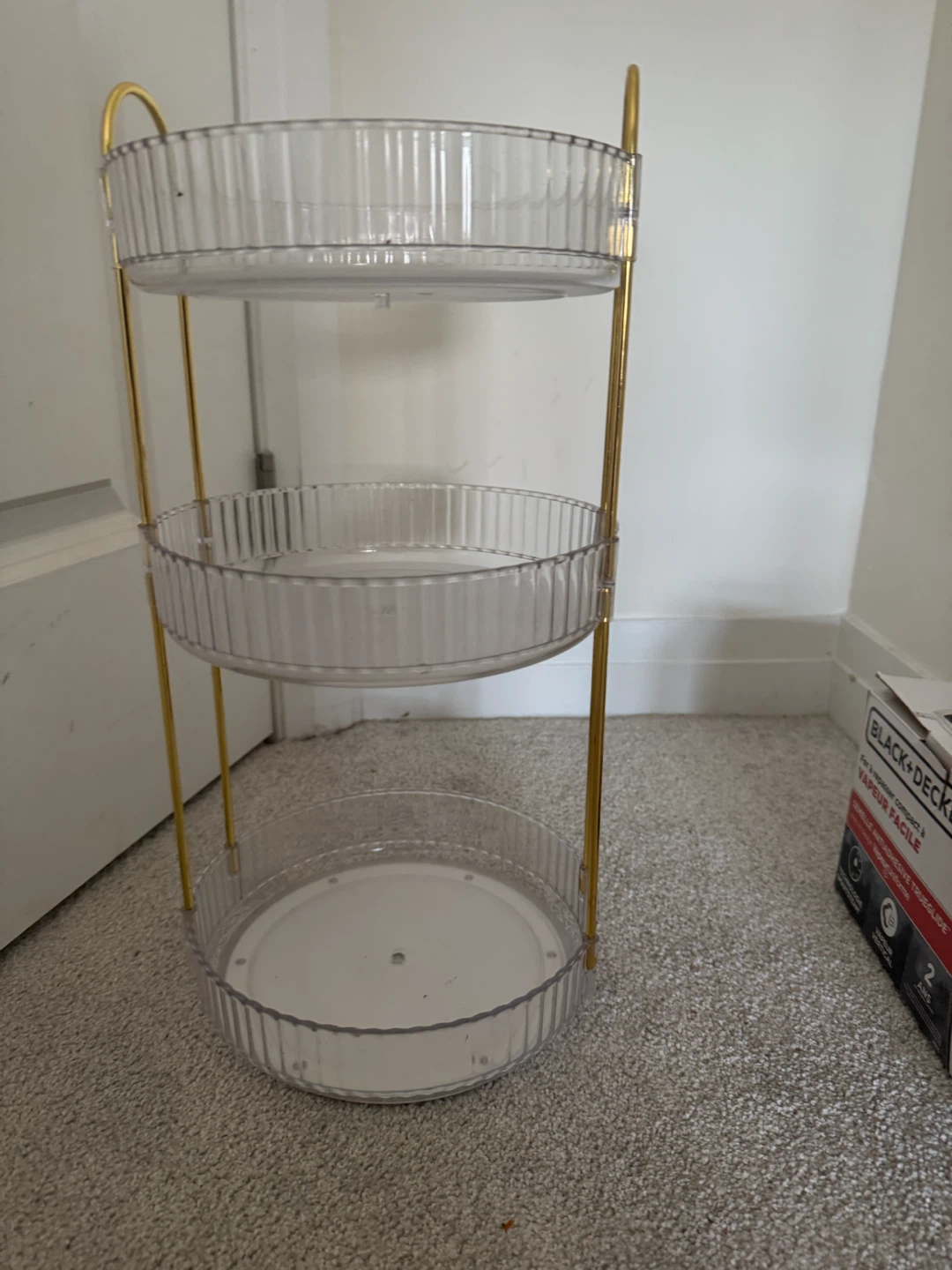 3-Tier Clear Acrylic and Gold Metal Storage Shelf