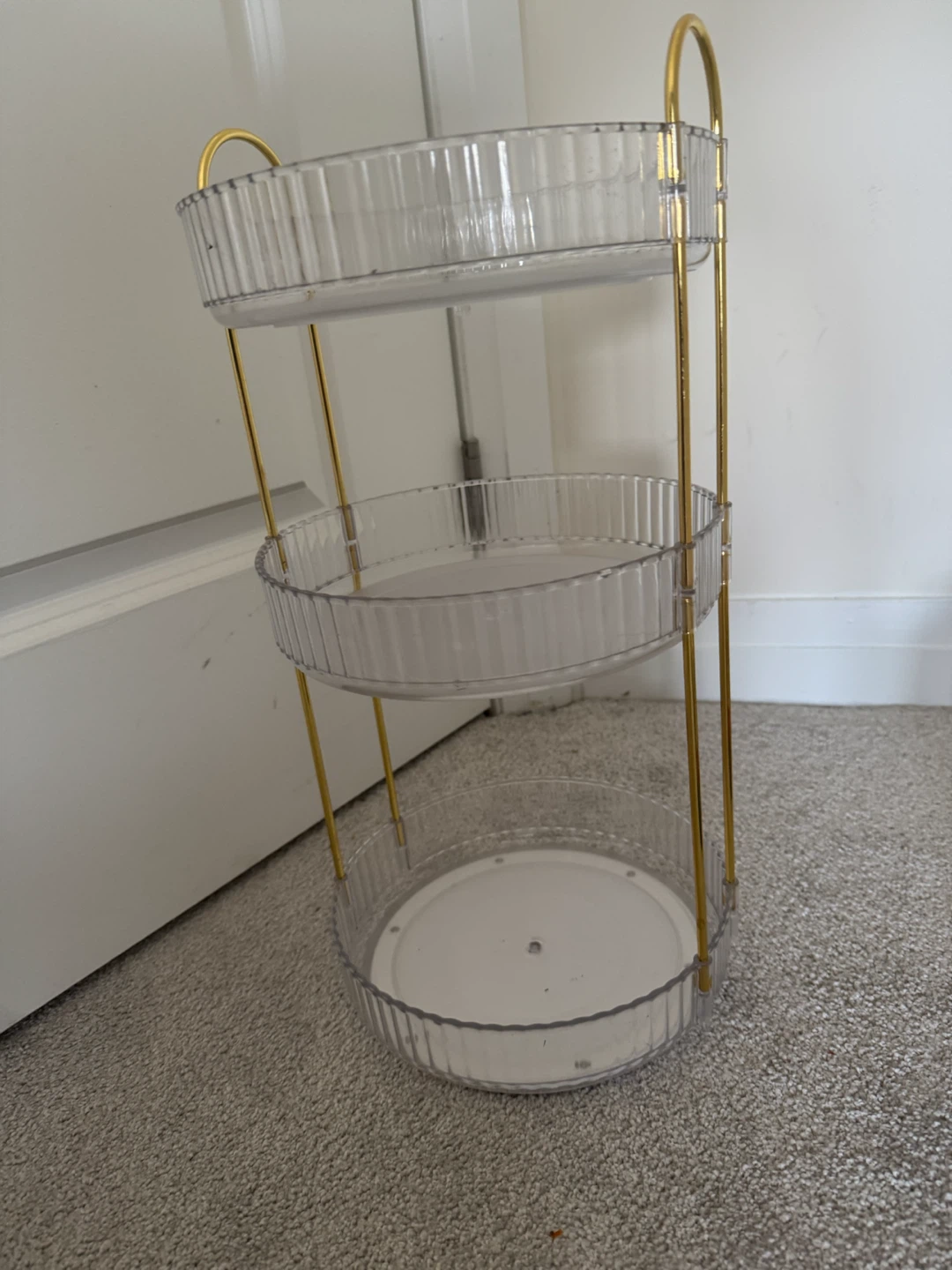3-Tier Clear Acrylic and Gold Metal Storage Shelf - photo 4