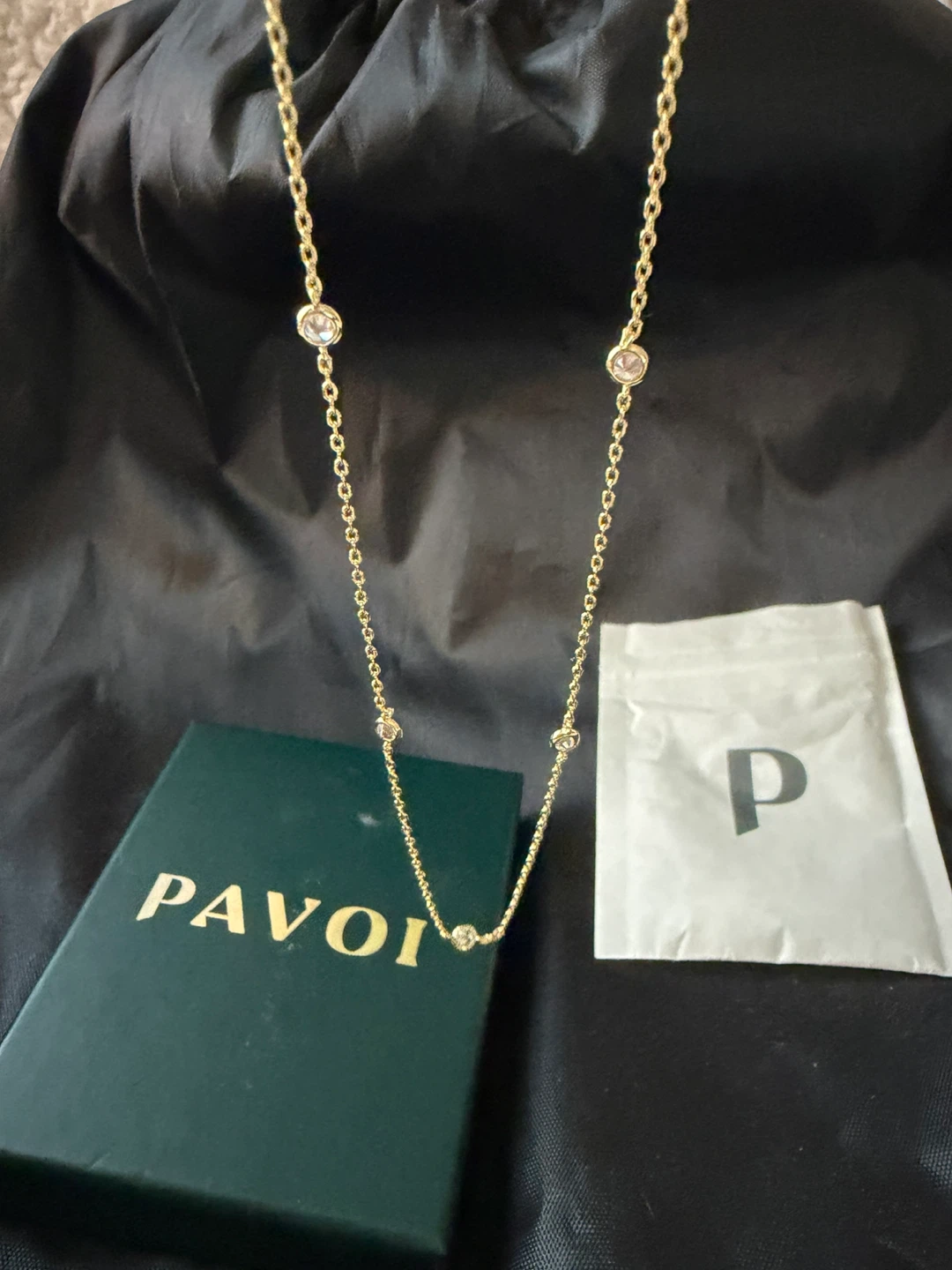 PAVOI Gold Tone Cubic Zirconium Station Necklace