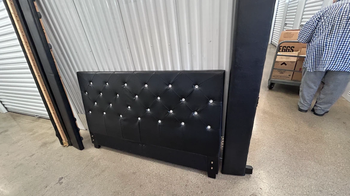 Black Upholstered Headboard, Footboard, Sides + Rails - photo 2