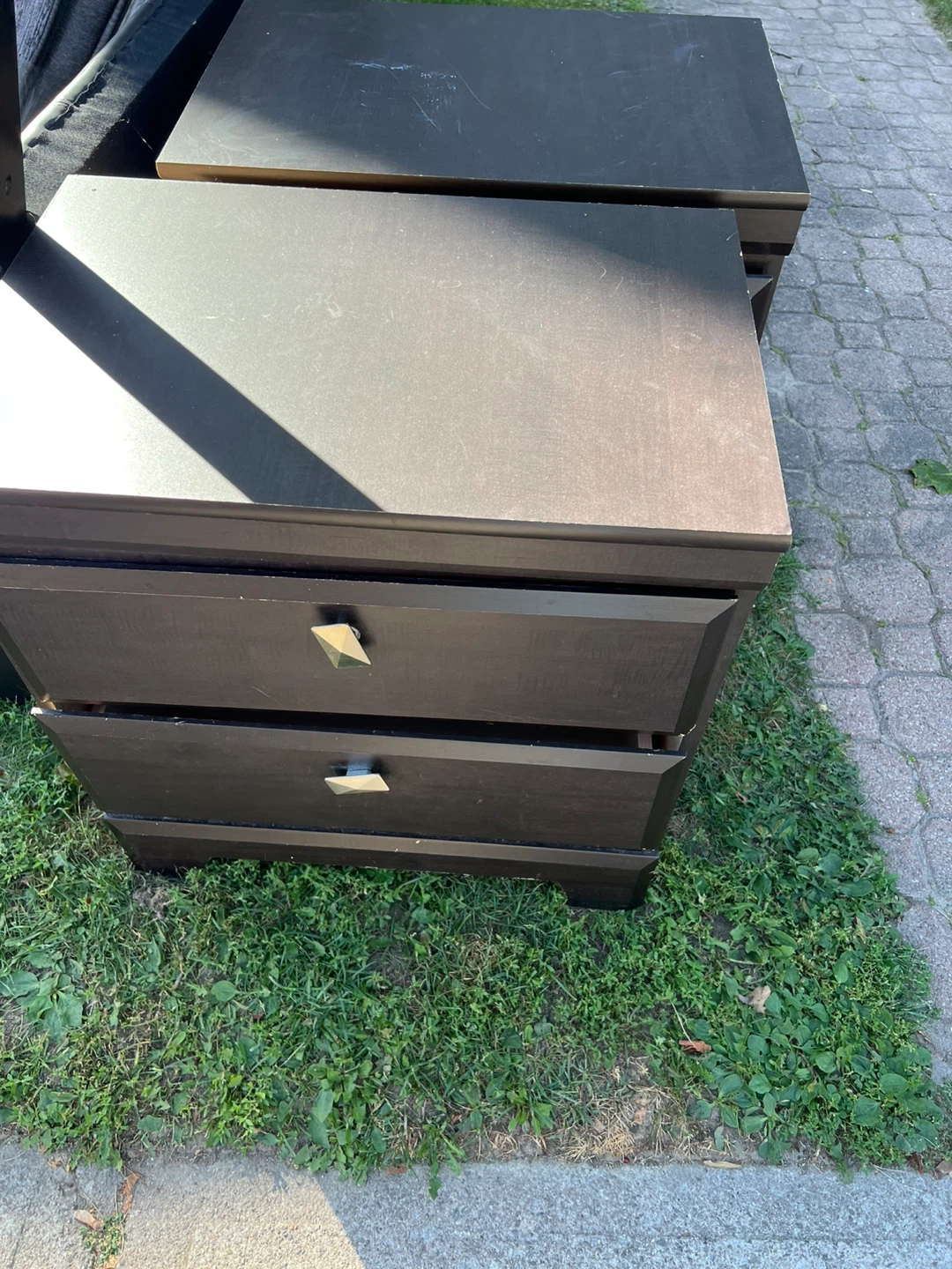 Set of two black wooden nightstands