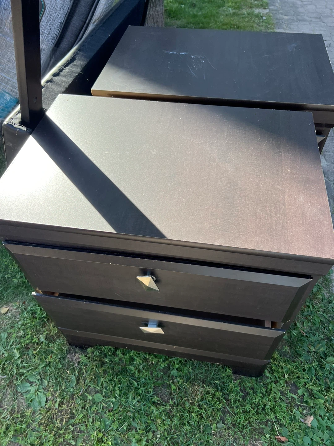 Set of two black wooden nightstands - photo 2