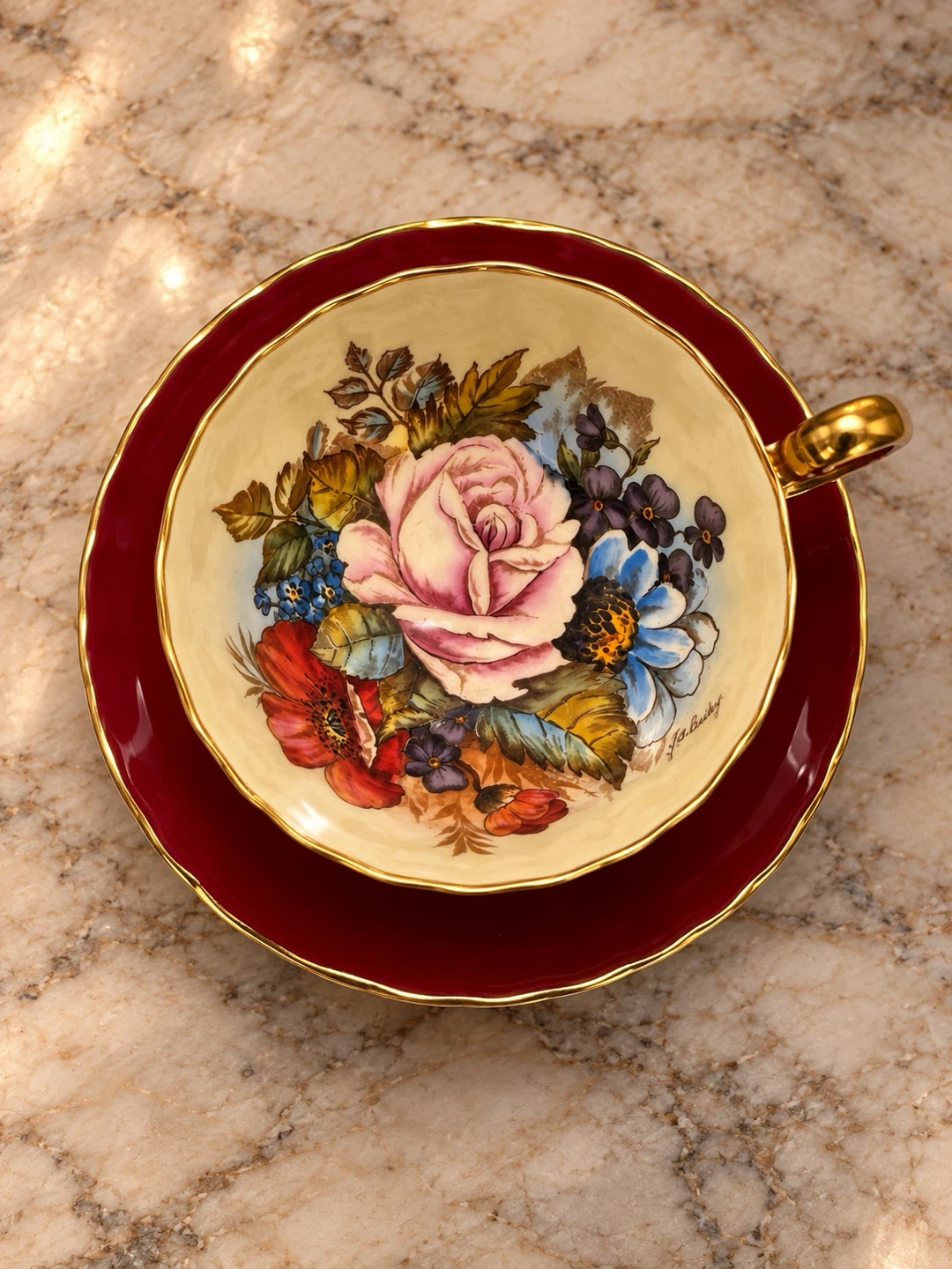 Aynsley England Fine China Tea Cup and Saucer Set - photo 2