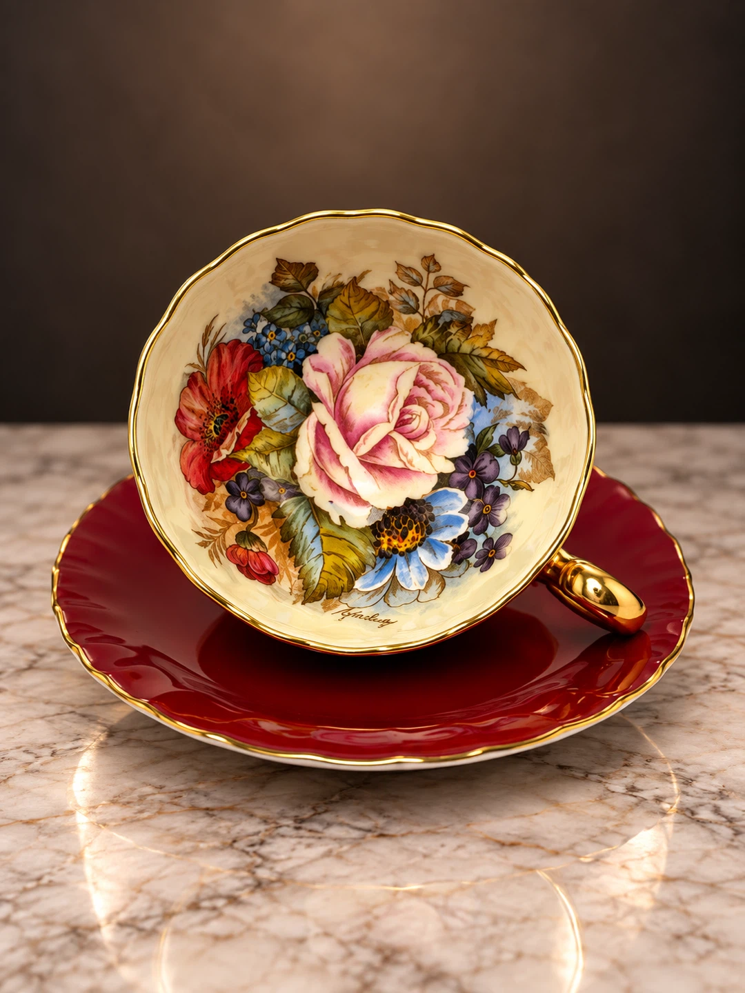 Aynsley England Fine China Tea Cup and Saucer Set - photo 3