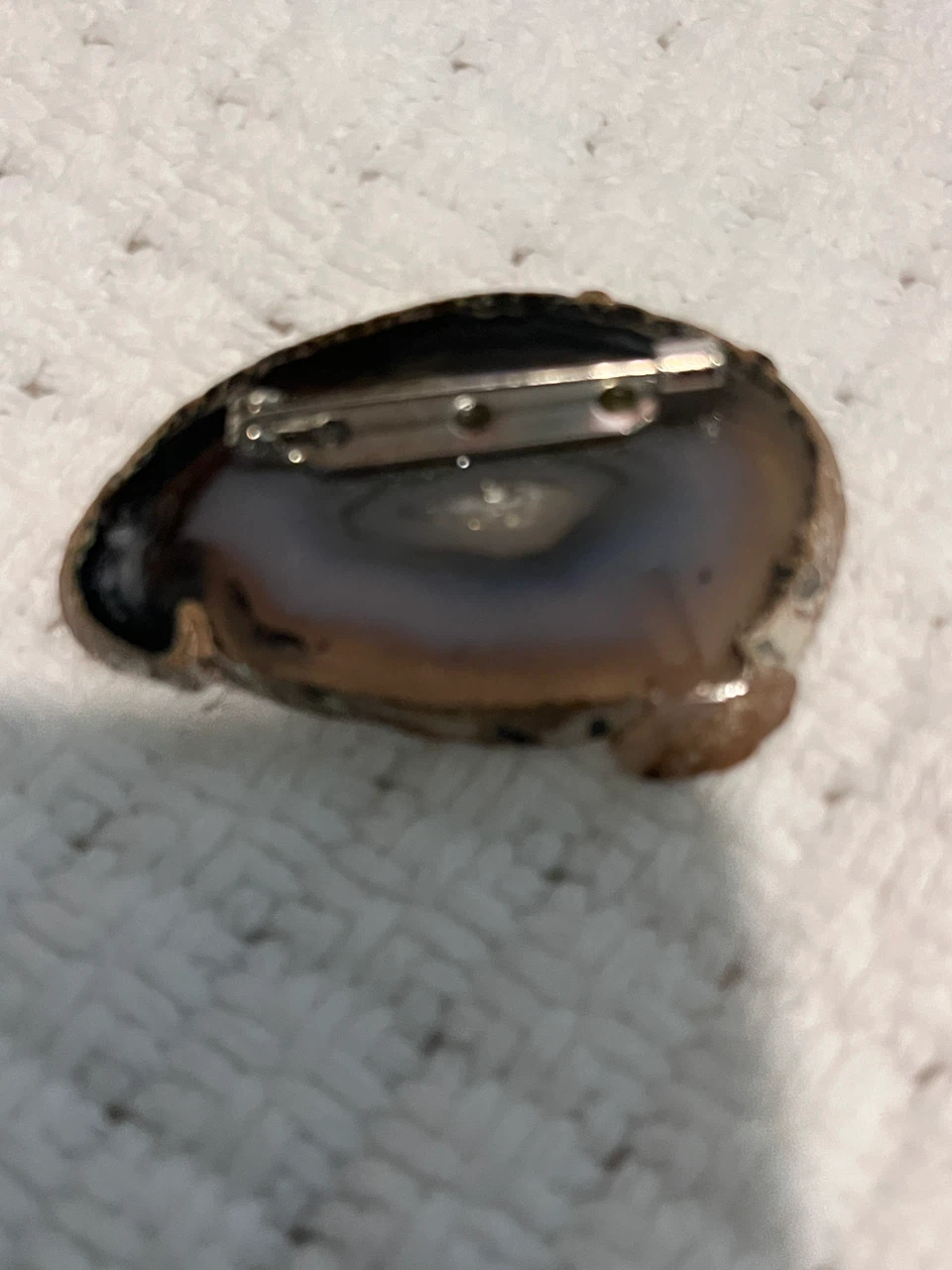 Natural Agate Geode Slice Pin Brooch - photo 2