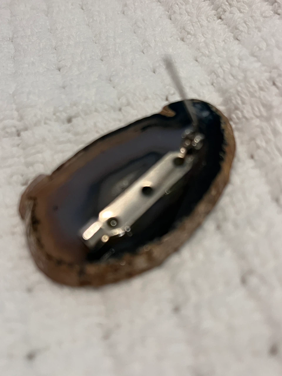 Natural Agate Geode Slice Pin Brooch - photo 3