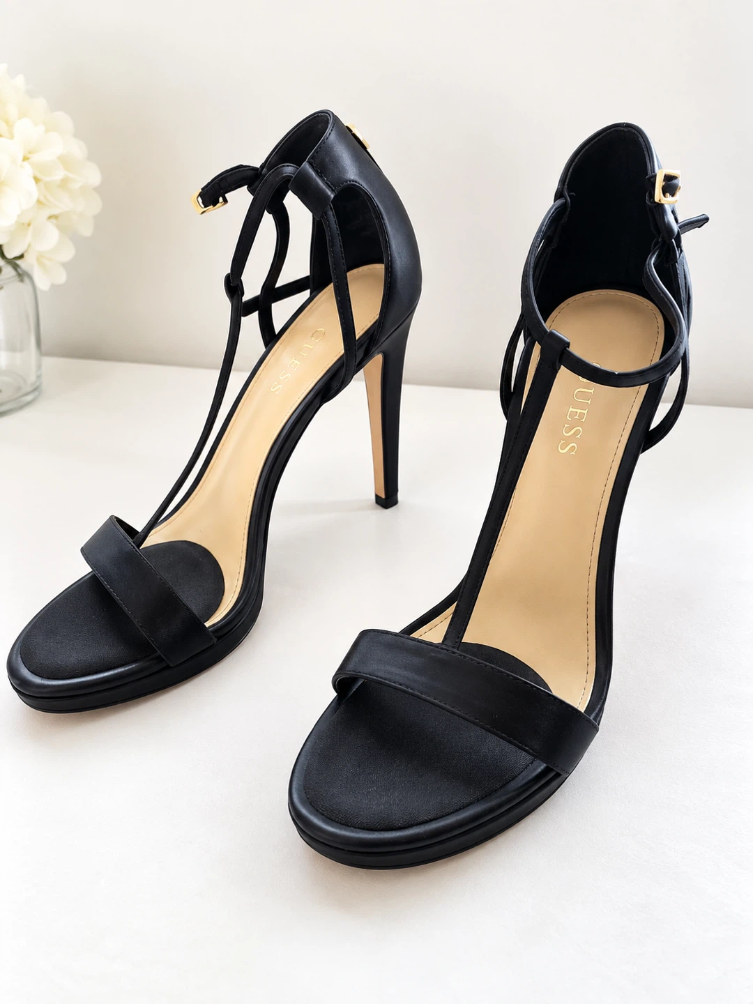 Guess Black Heeled Sandals - Size 9
