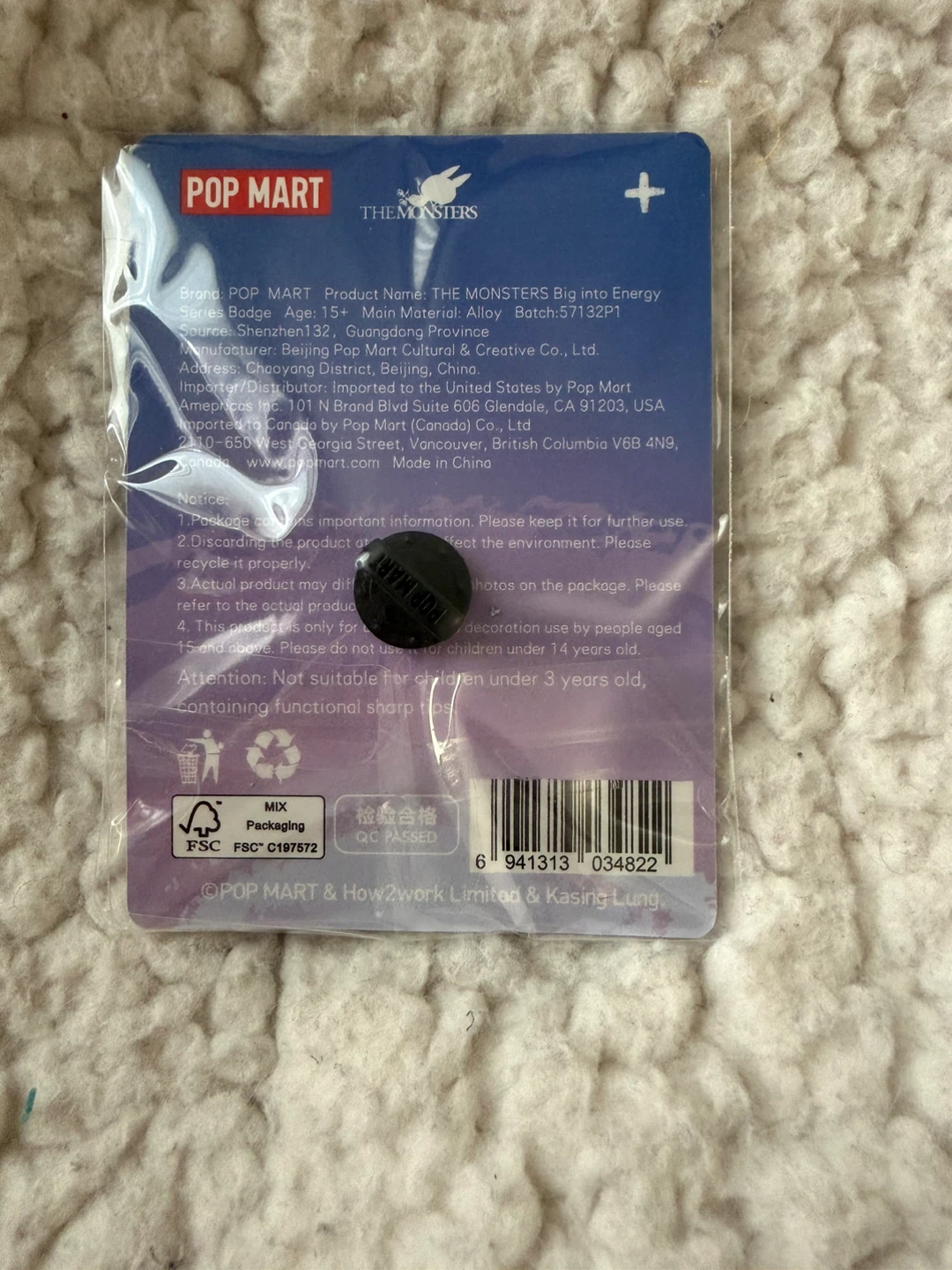 POP MART The Monsters Big into Energy Series Badge - Green - photo 2