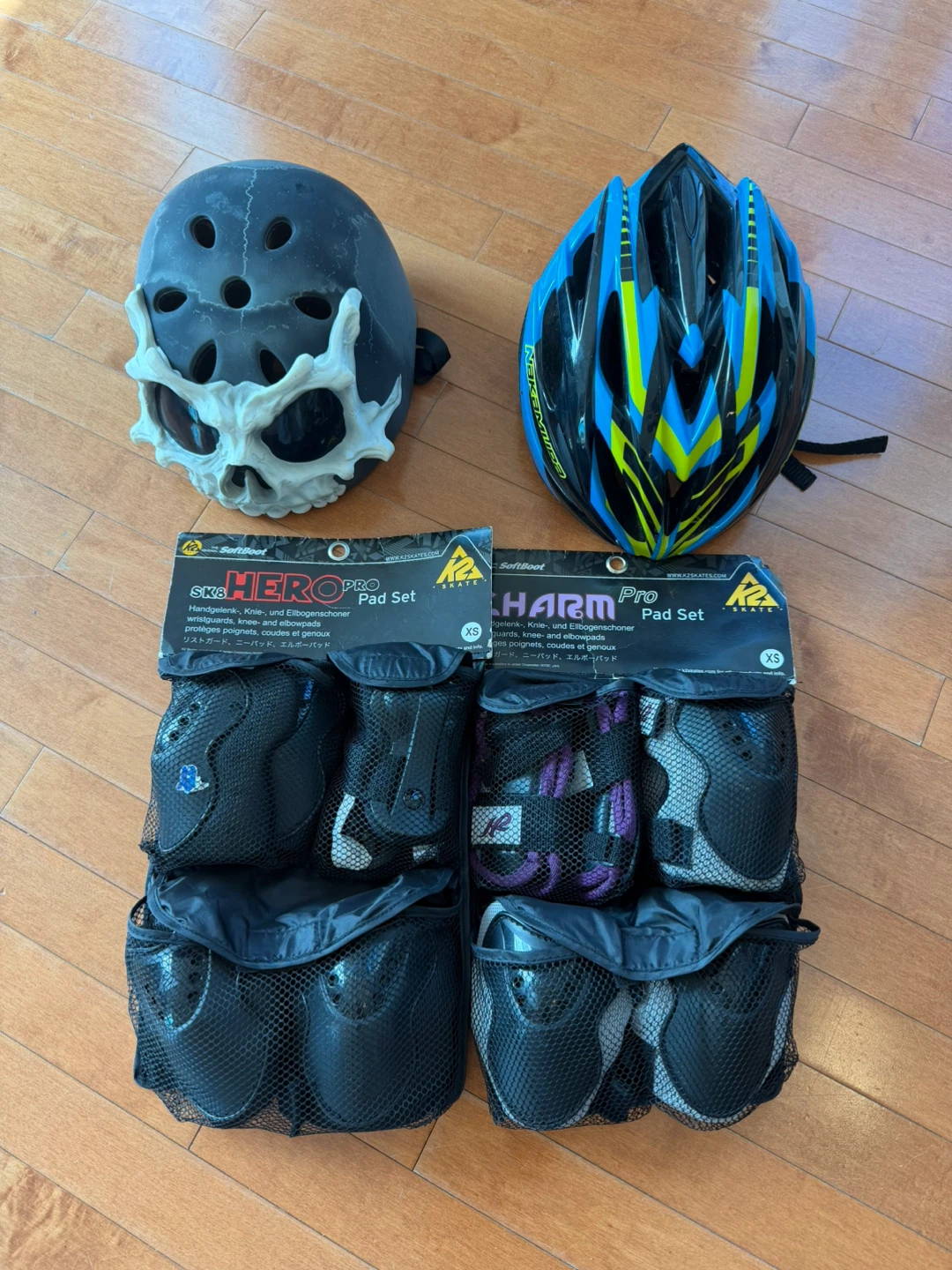 Kids K2 Skate Helmets and Pad Sets