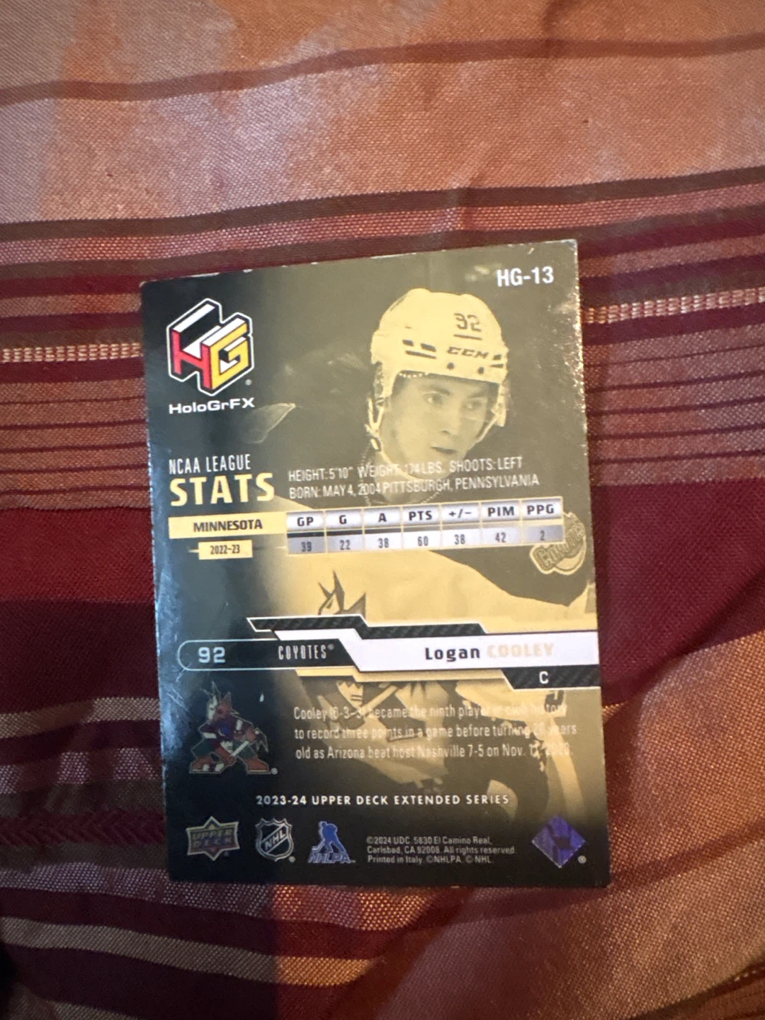 2023-24 Upper Deck Logan Cooley HoloGrFX Trading Card - photo 2
