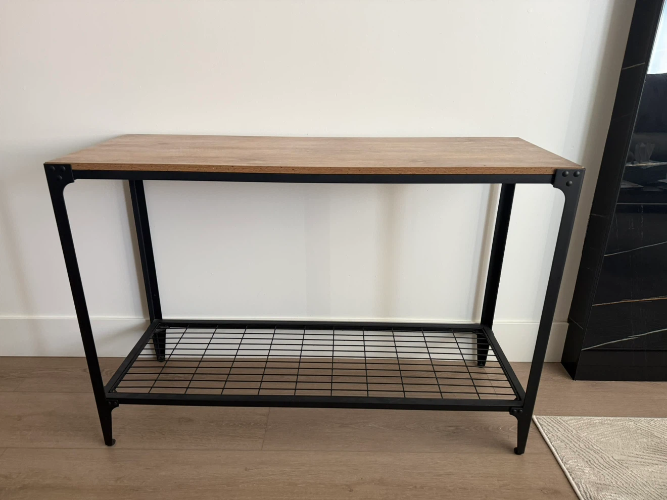 Industrial console table with wood-look top - photo 2