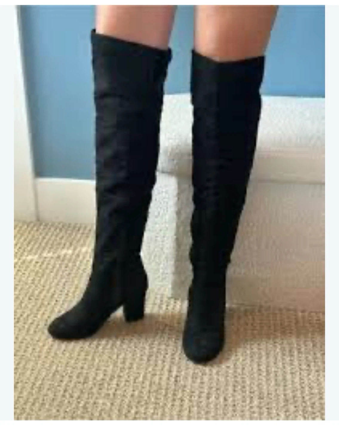 Call it Spring Black Over-the-Knee Suede Boots