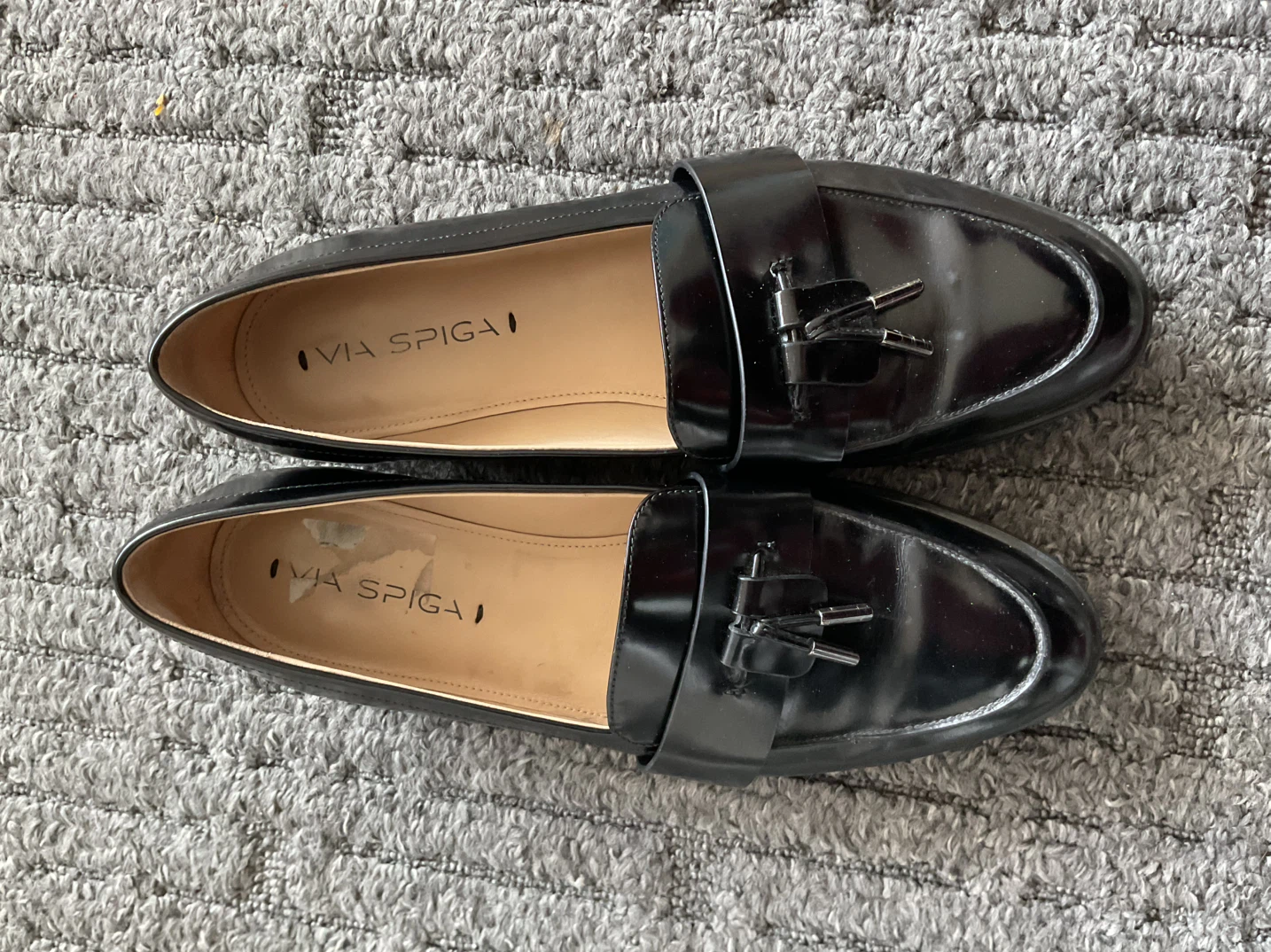 Via Spiga Black Tassel Loafers