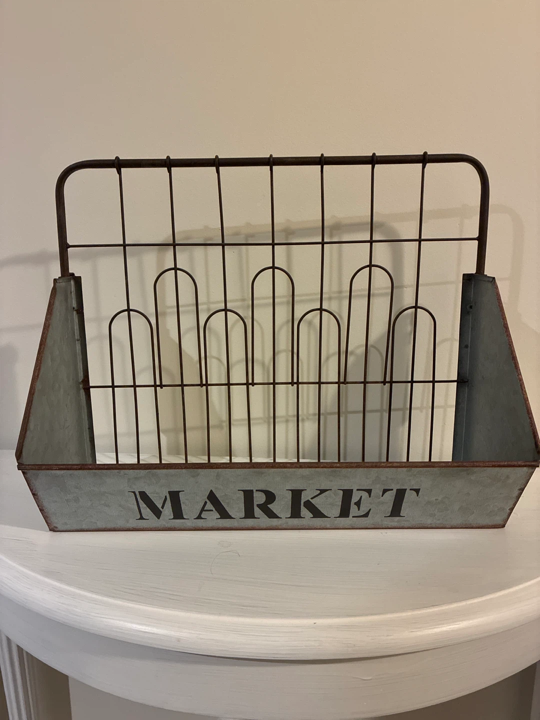 Rustic Galvanized Metal Market Wall Bin