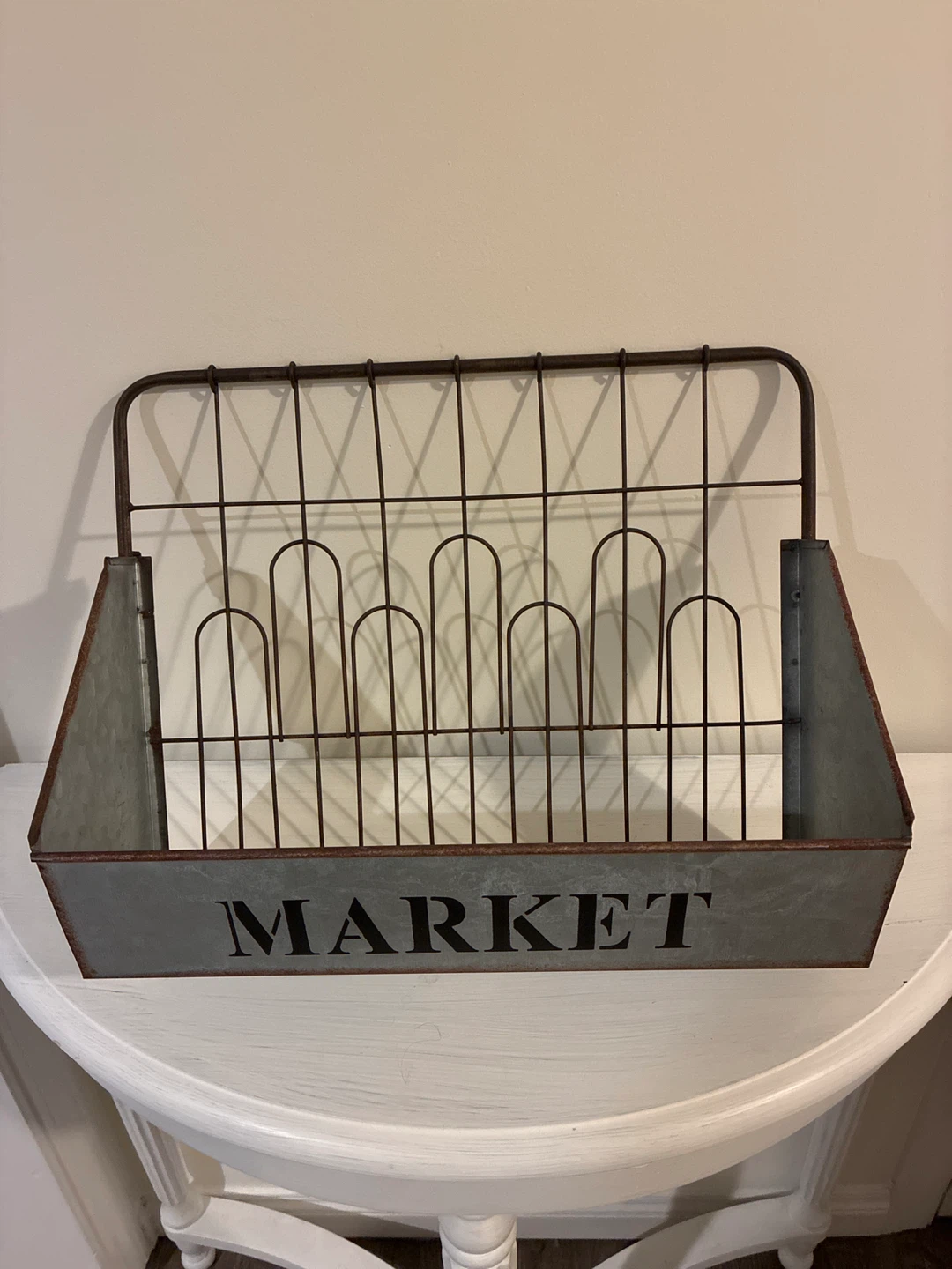 Rustic Galvanized Metal Market Wall Bin - photo 2