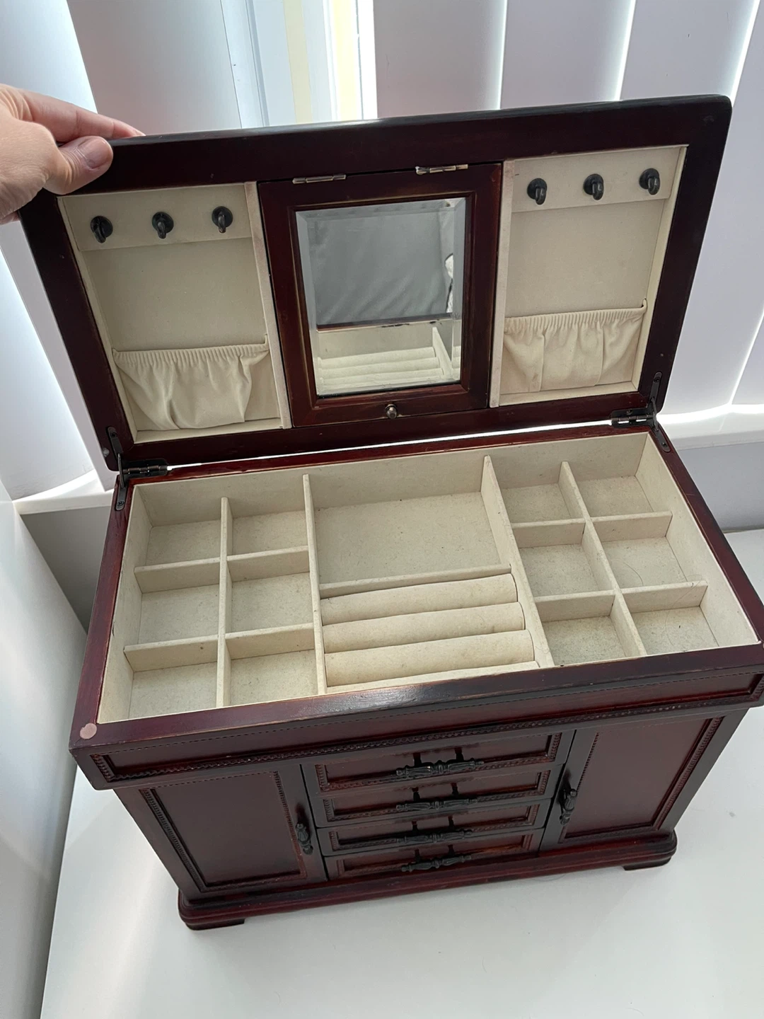 Wooden Jewelry Box with Mirror