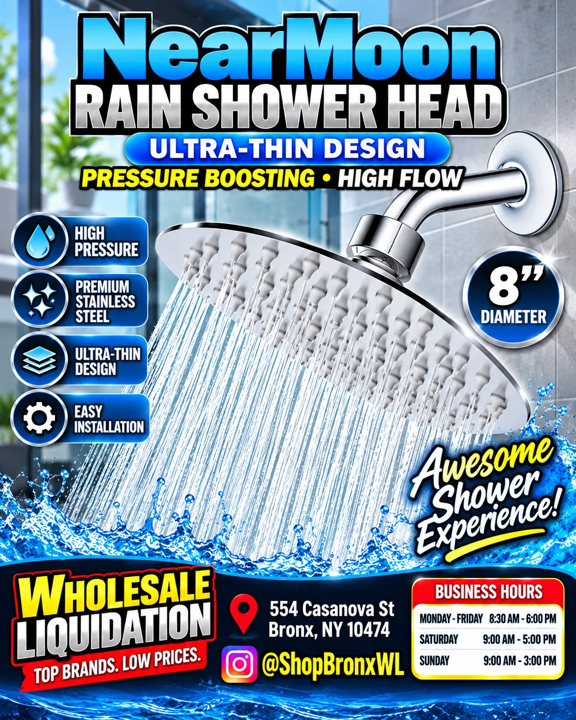 NearMoon 8-inch Rain Shower Head