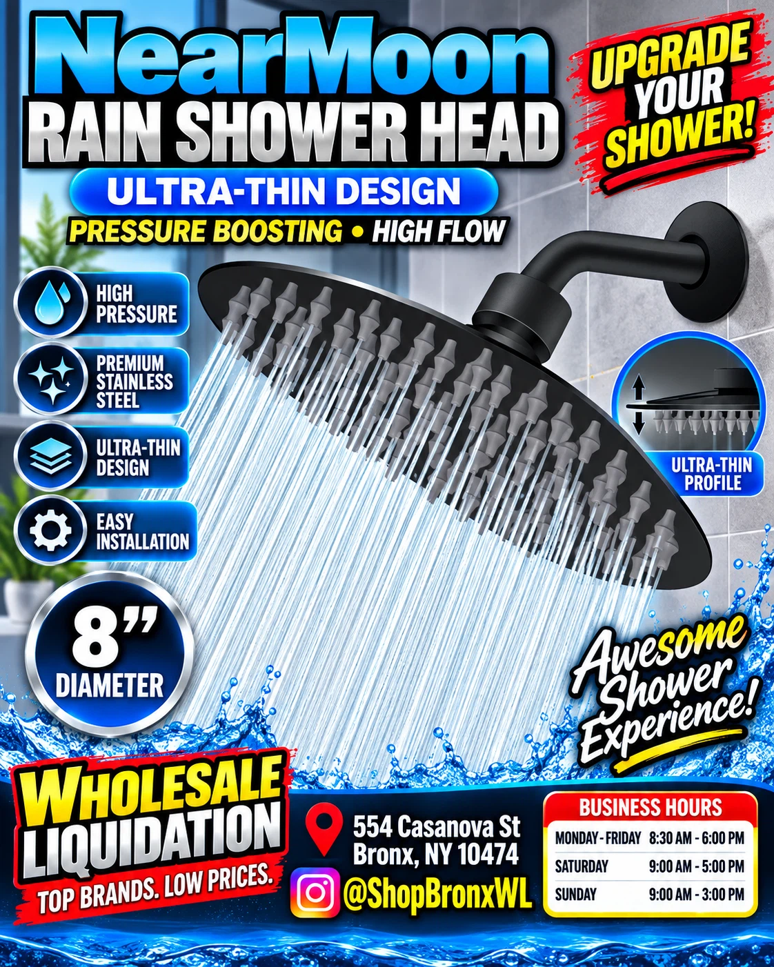 NearMoon Rain Shower Head 8 inch
