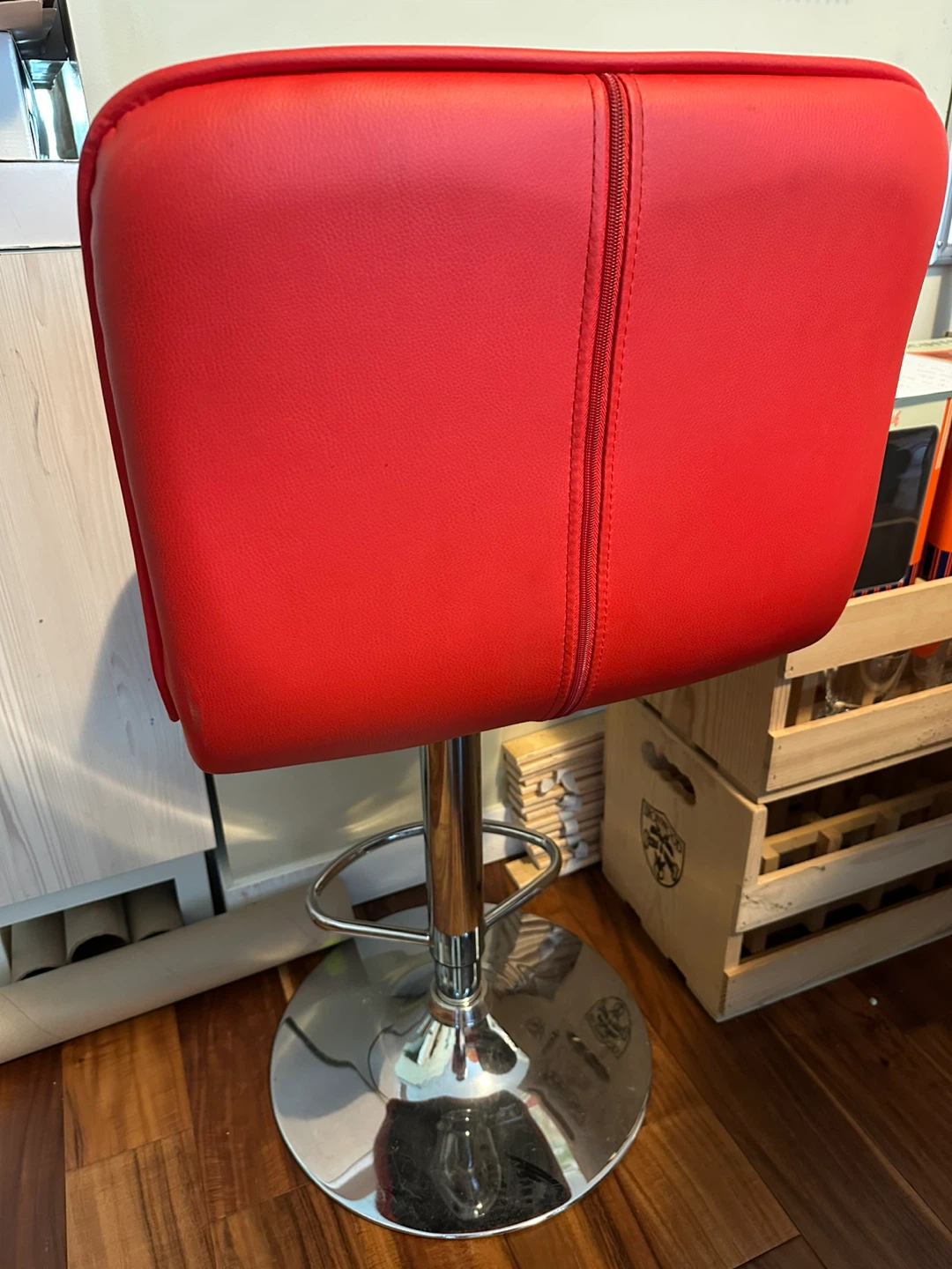 Red adjustable swivel bar stool - photo 2