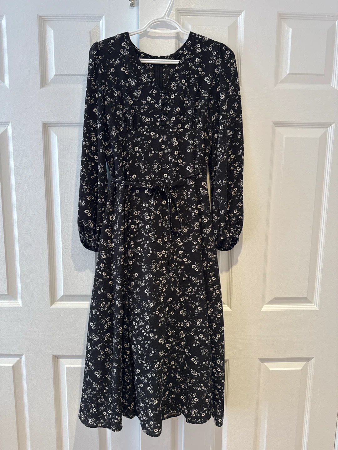 Black and white floral midi dress
