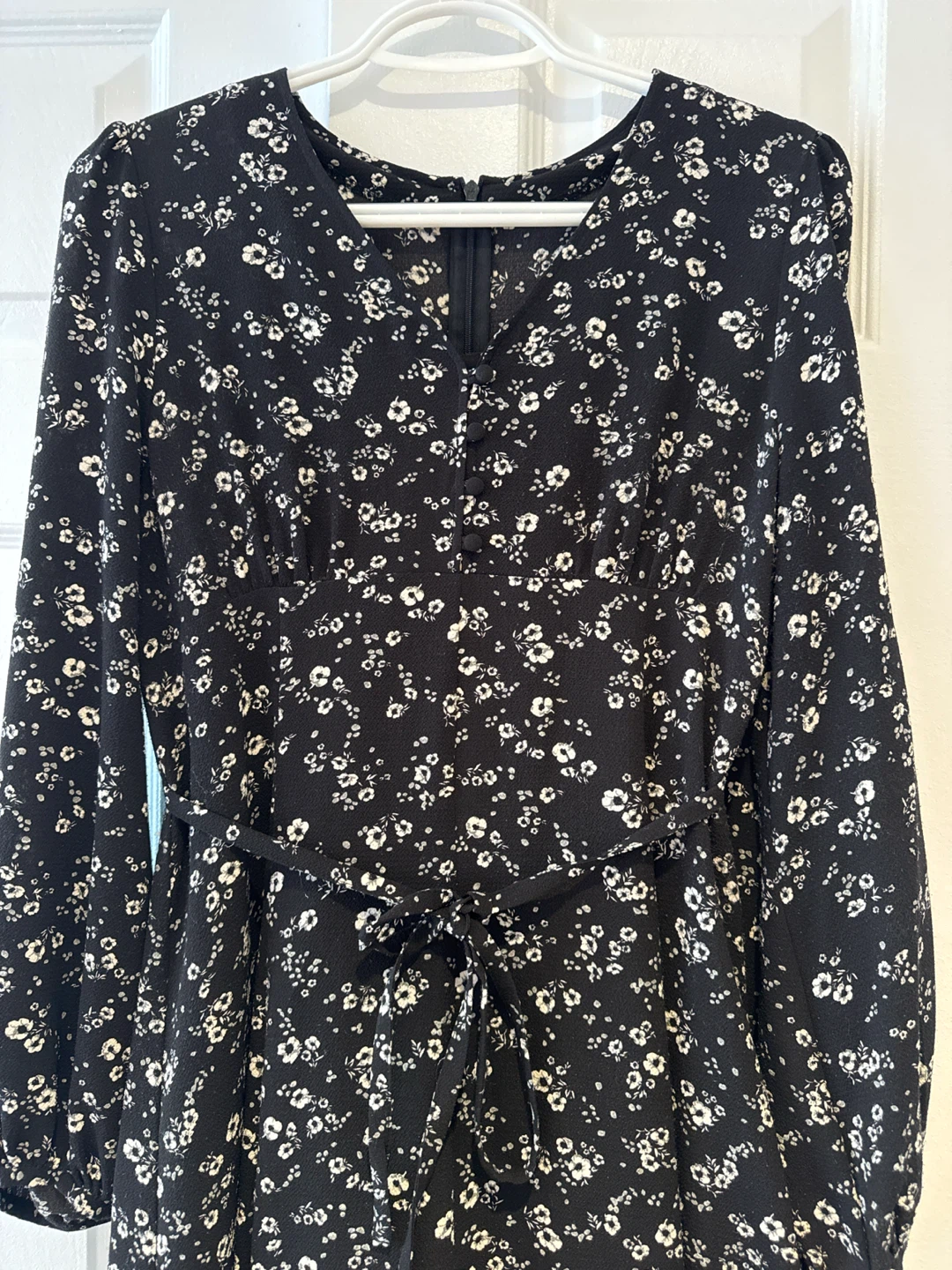 Black and white floral midi dress - photo 3