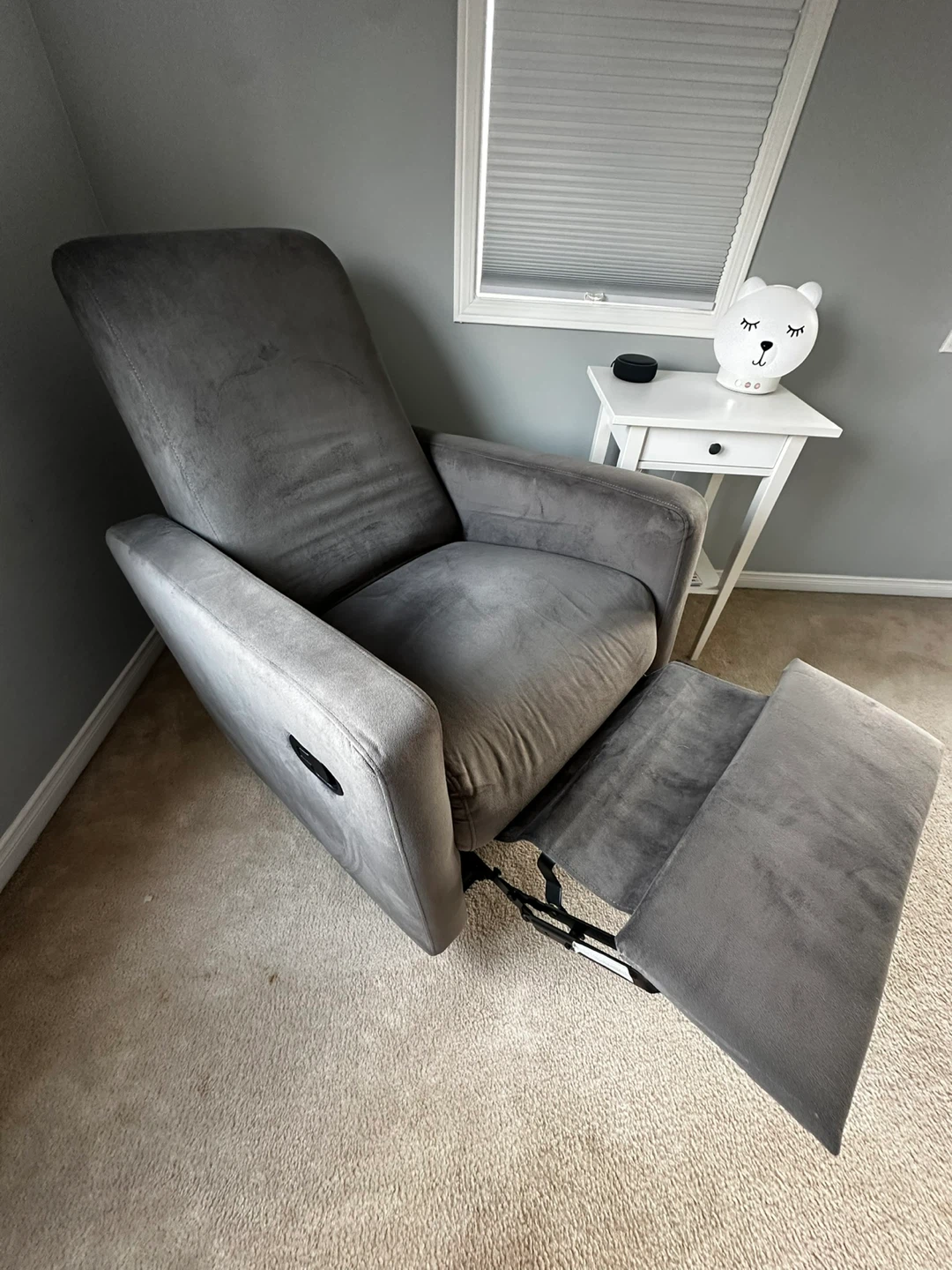 Grey Velvet Reclining Armchair - photo 3