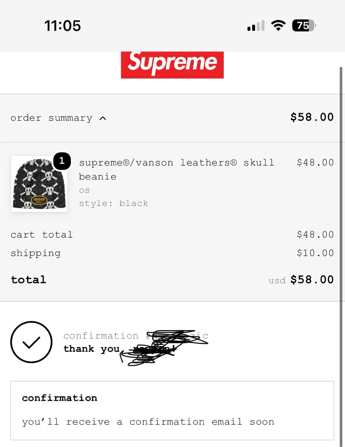 Supreme Vanson Leathers Skull Beanie Black - photo 4