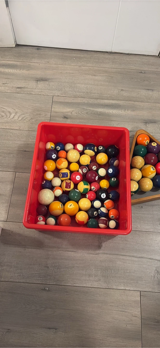 Large collection of assorted billiard balls with tray - photo 2