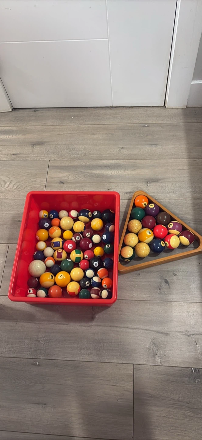 Large collection of assorted billiard balls with tray - photo 3