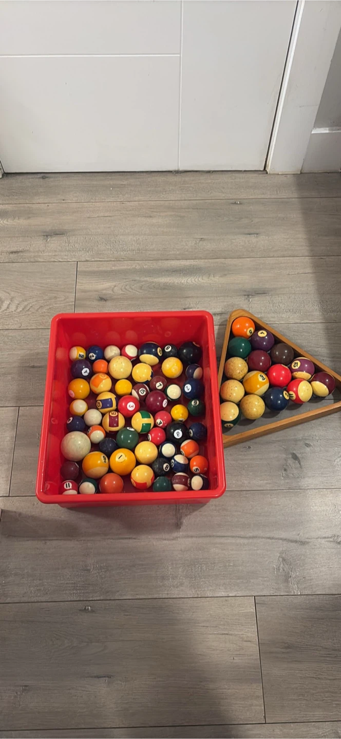 Large collection of assorted billiard balls with tray - photo 4