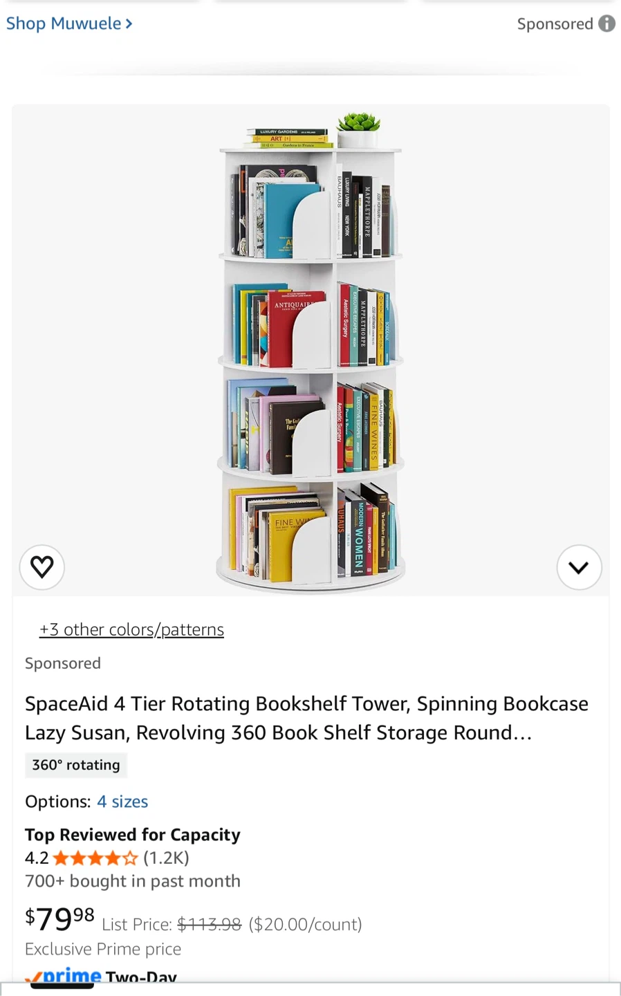 4 Tier Rotating Bookshelf Tower - photo 2