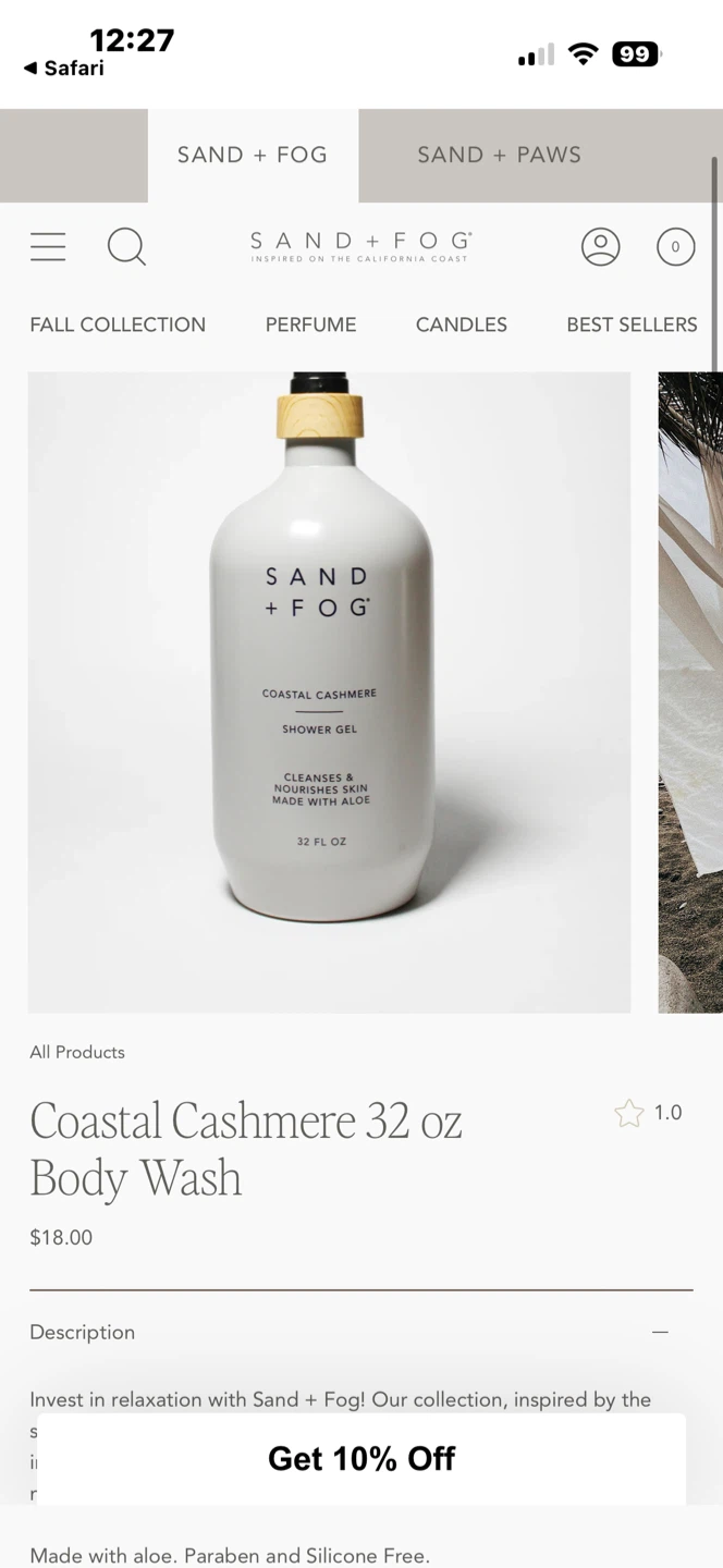 Sand + Fog Coastal Cashmere Body Wash 946ml - photo 3