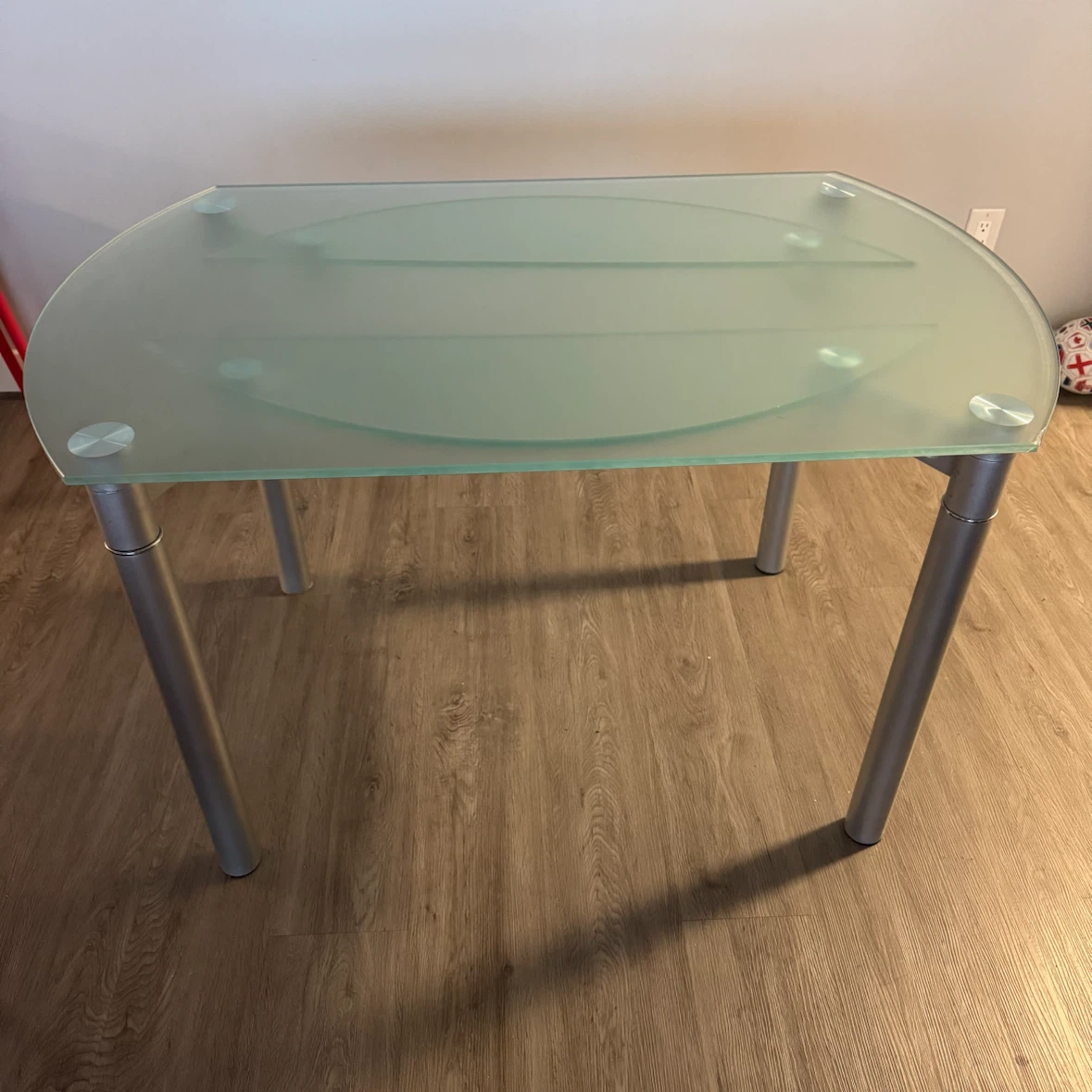 Modern Extendable Glass Dining Table and Red Chairs
