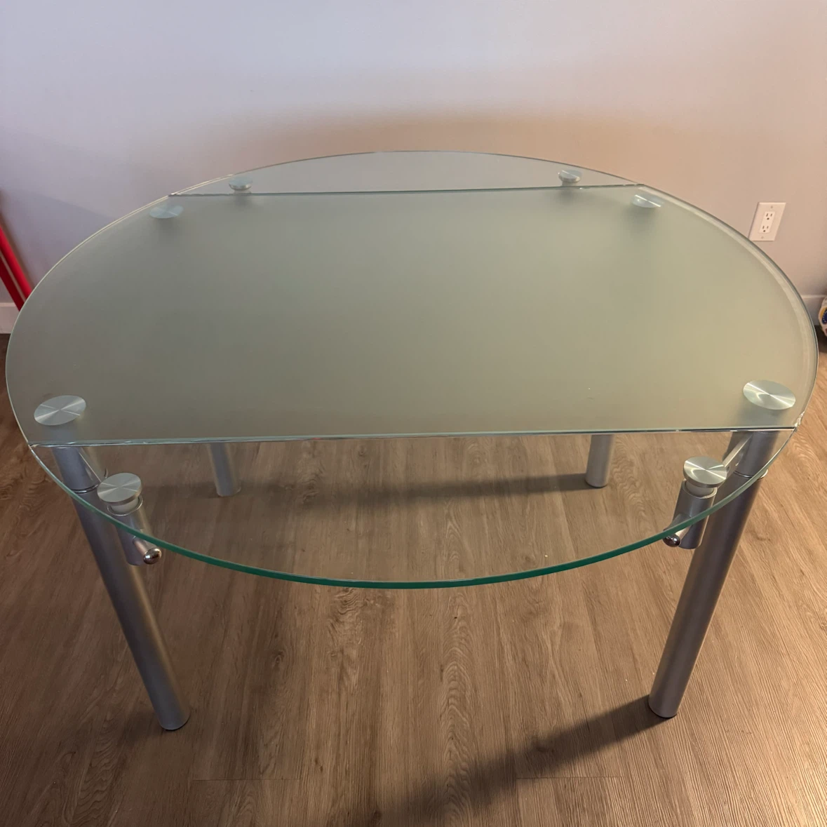 Modern Extendable Glass Dining Table and Red Chairs - photo 2
