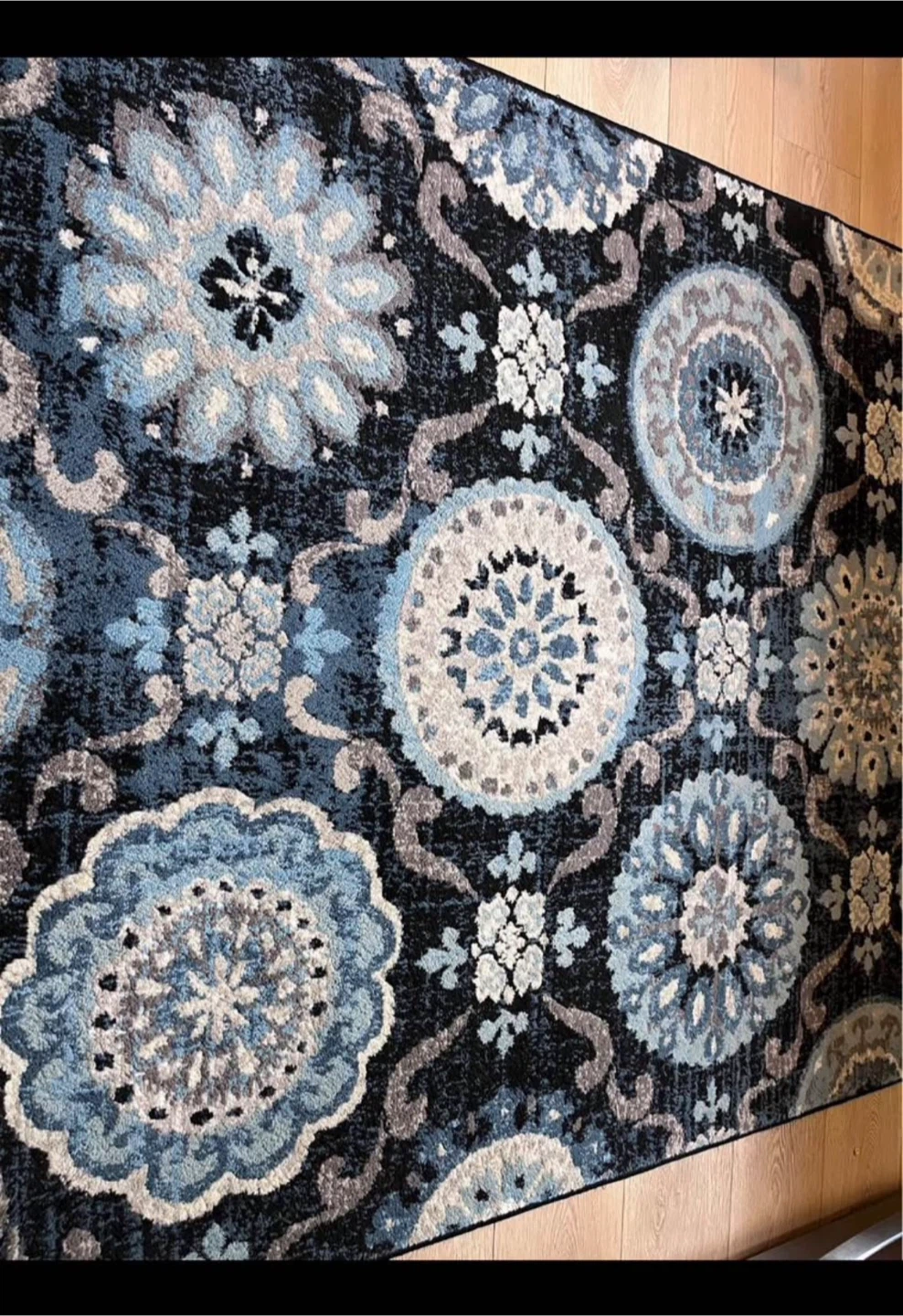 Blue and black patterned area rug - photo 2