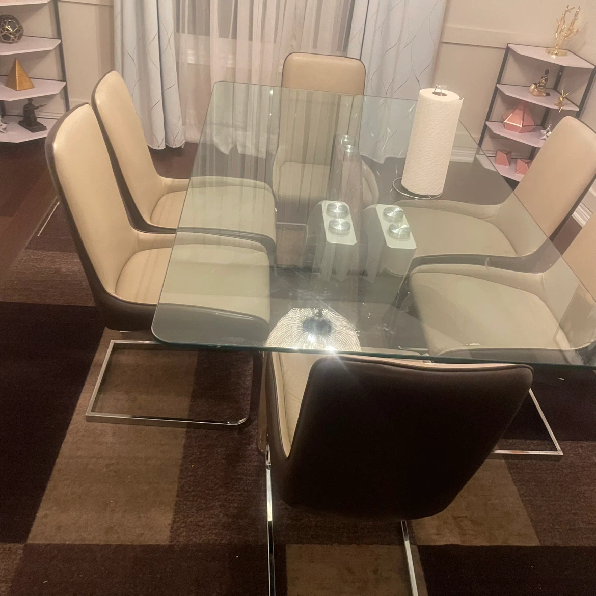 Glass Dining Table with 6 Chairs